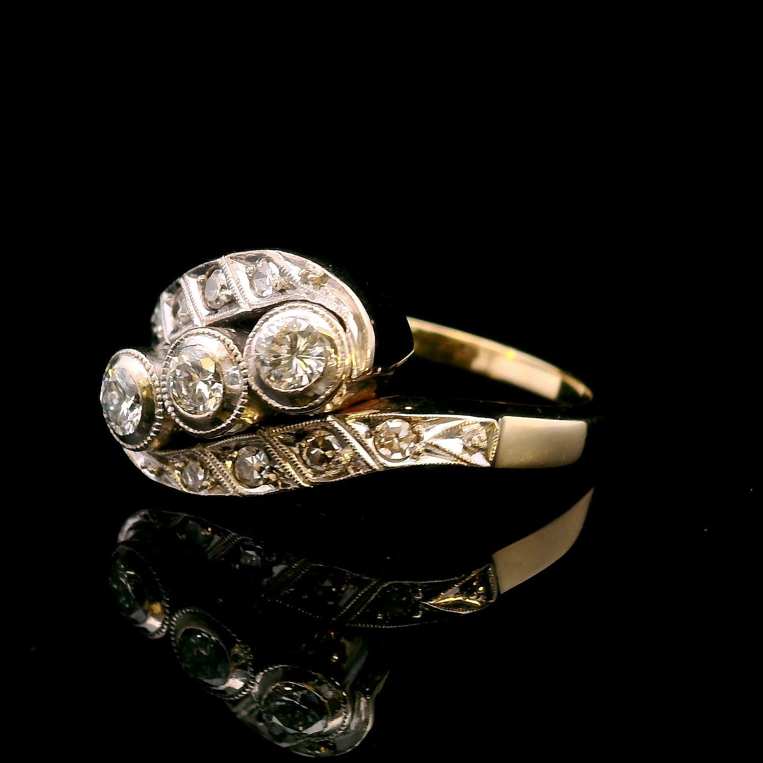 Jayda 14K Two-Tone Gold Bypass-Style Vintage Diamond Ring – Approx. 0.50 CTW