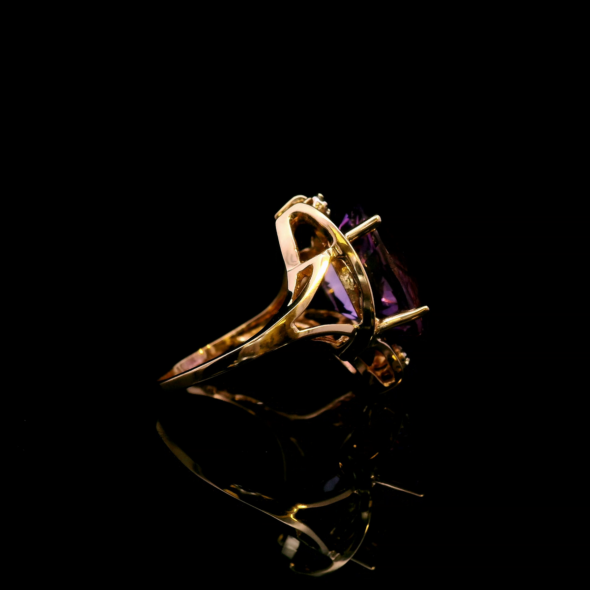 Zuleika 14K Yellow Gold Amethyst & Diamond Ring
