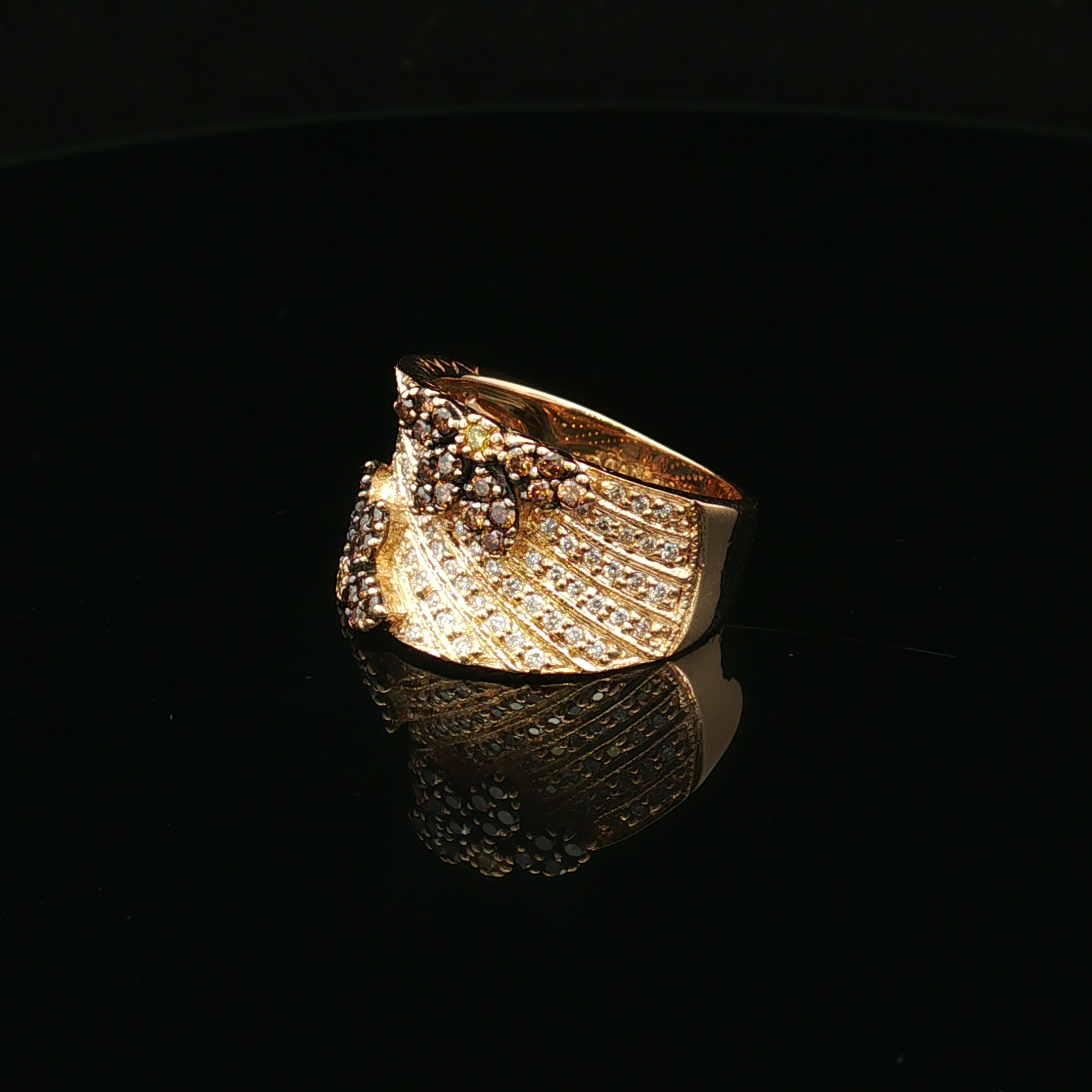 Delilaha 14KY LeVian .95 CTW Chocolate & White Diamond Floral Ring
