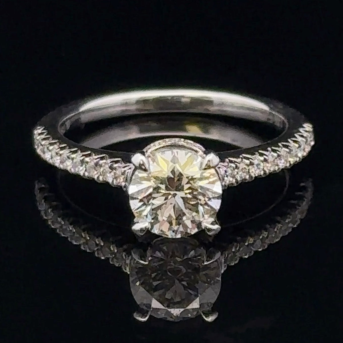 Aleizae 14k White Gold Diamond Hidden Halo Engagement Ring