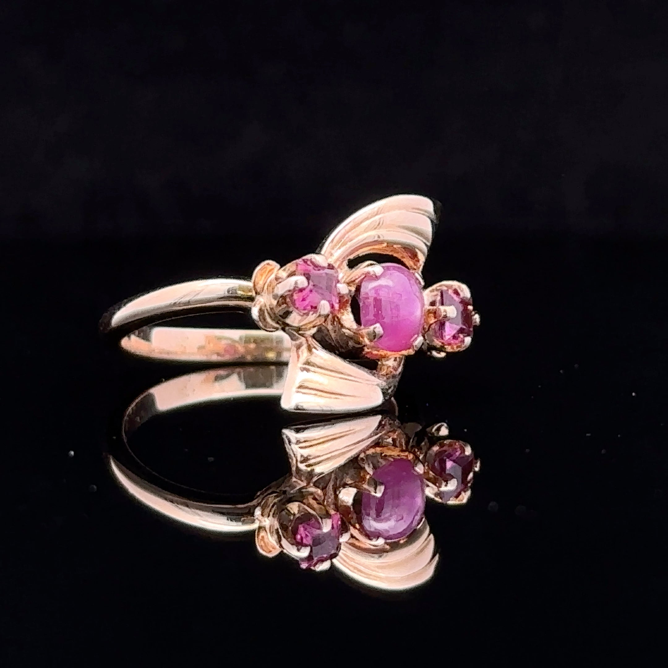Evangeline 14K Yellow Gold Three-Stone Ruby Ring