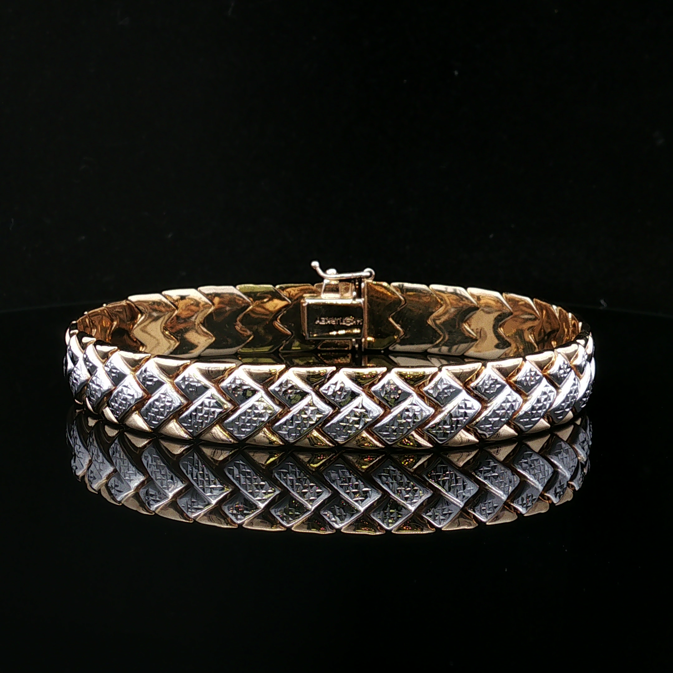 Freyarose 14K Two-Tone Diamond Cut Bracelet