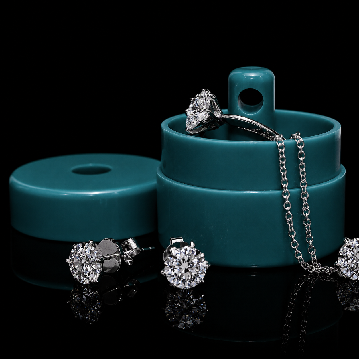 Turquoise Jewelry Latch Pill Tote | Portable Travel Jewelry Case