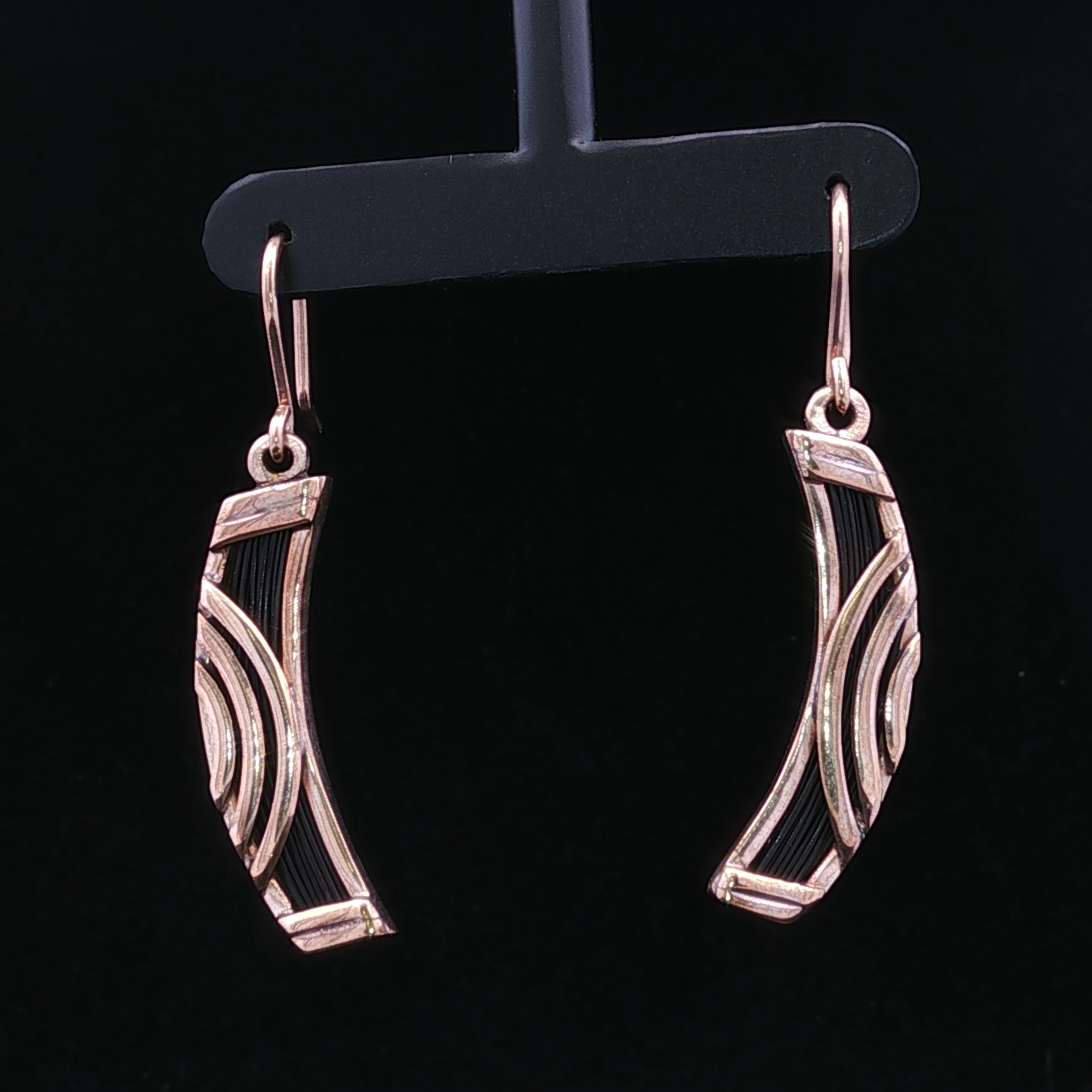 Onyx Wave Yellow 10K Dangle Earrings