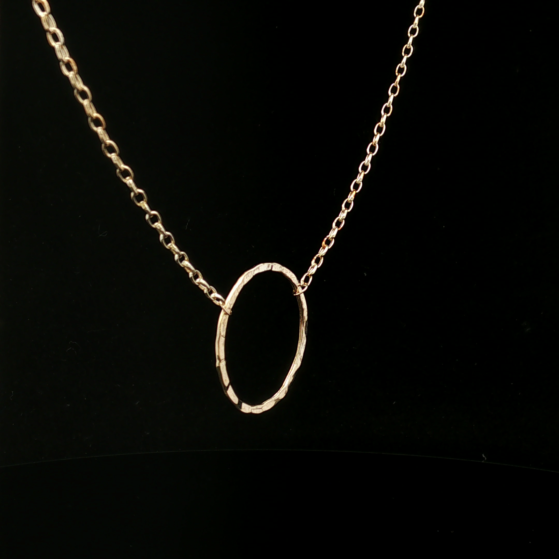 Inez 14K Yellow Gold Hammered Circle Necklace