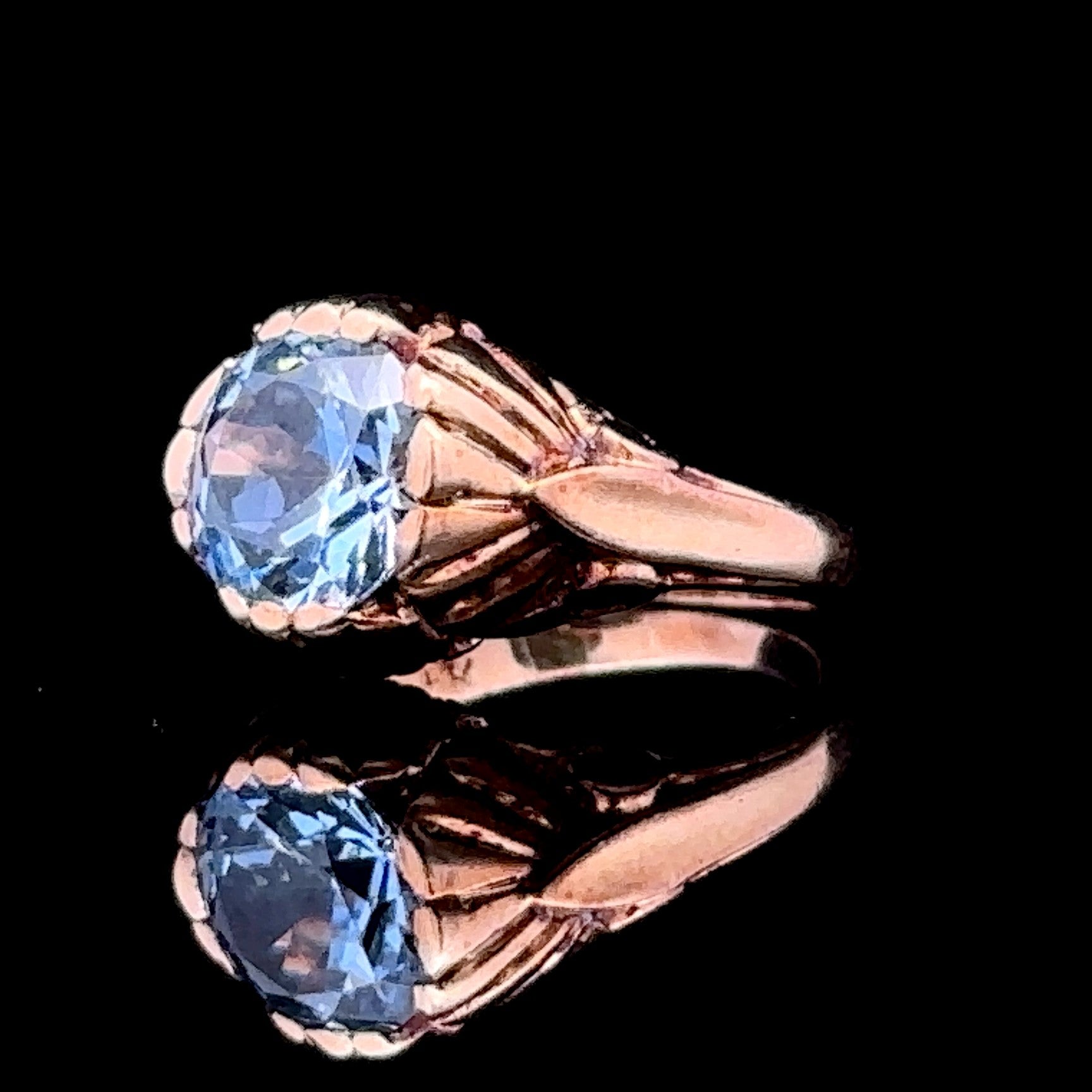 Harlee 14K Yellow Gold Fashion Ring with Synthetic Blue Spinel