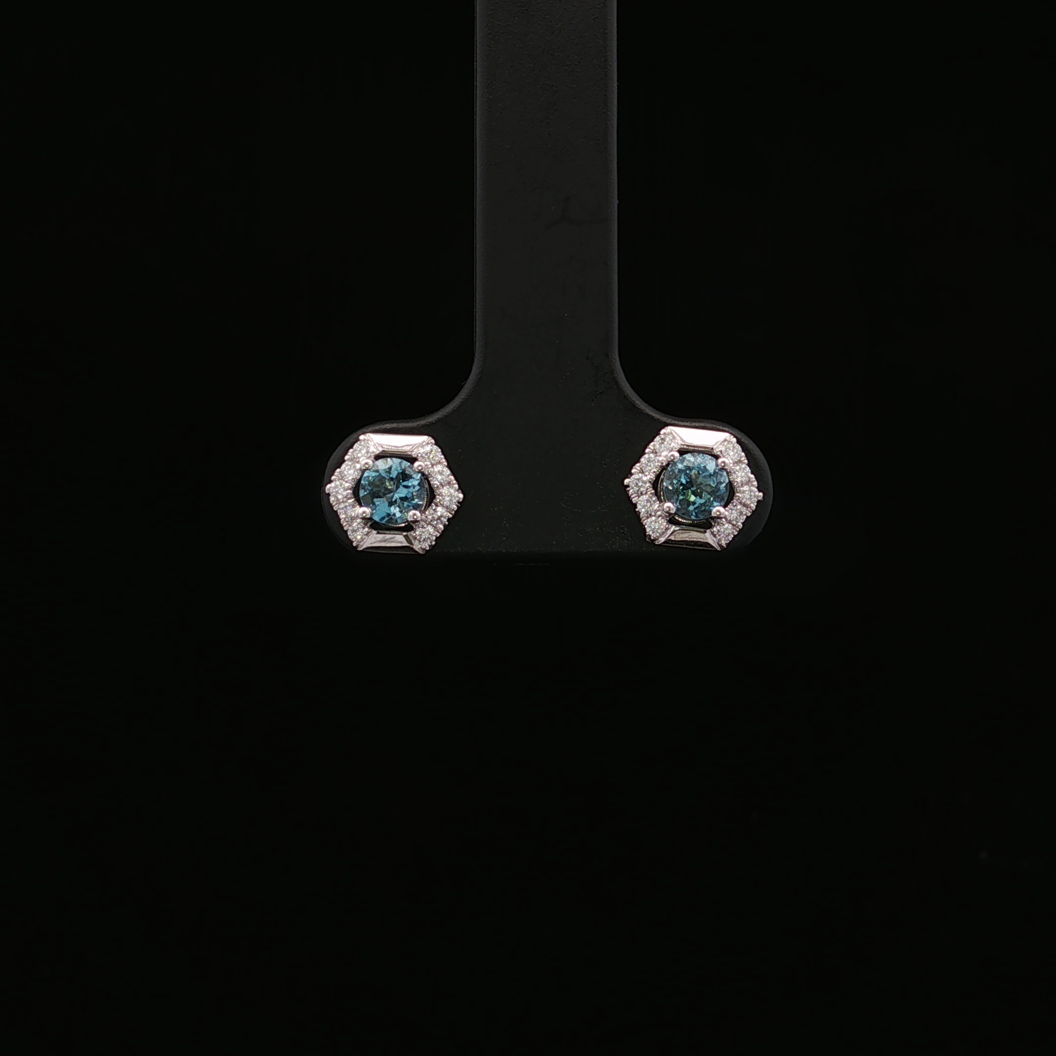 Lily 14K White Gold Aquamarine and Diamond Stud Earrings