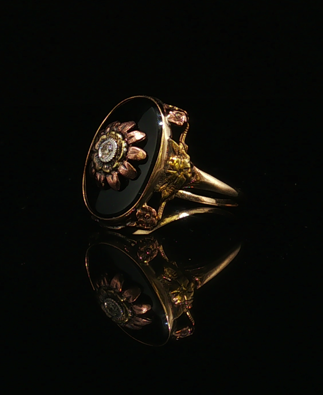 Claralyn Onyx Two-Tone Gold Ring