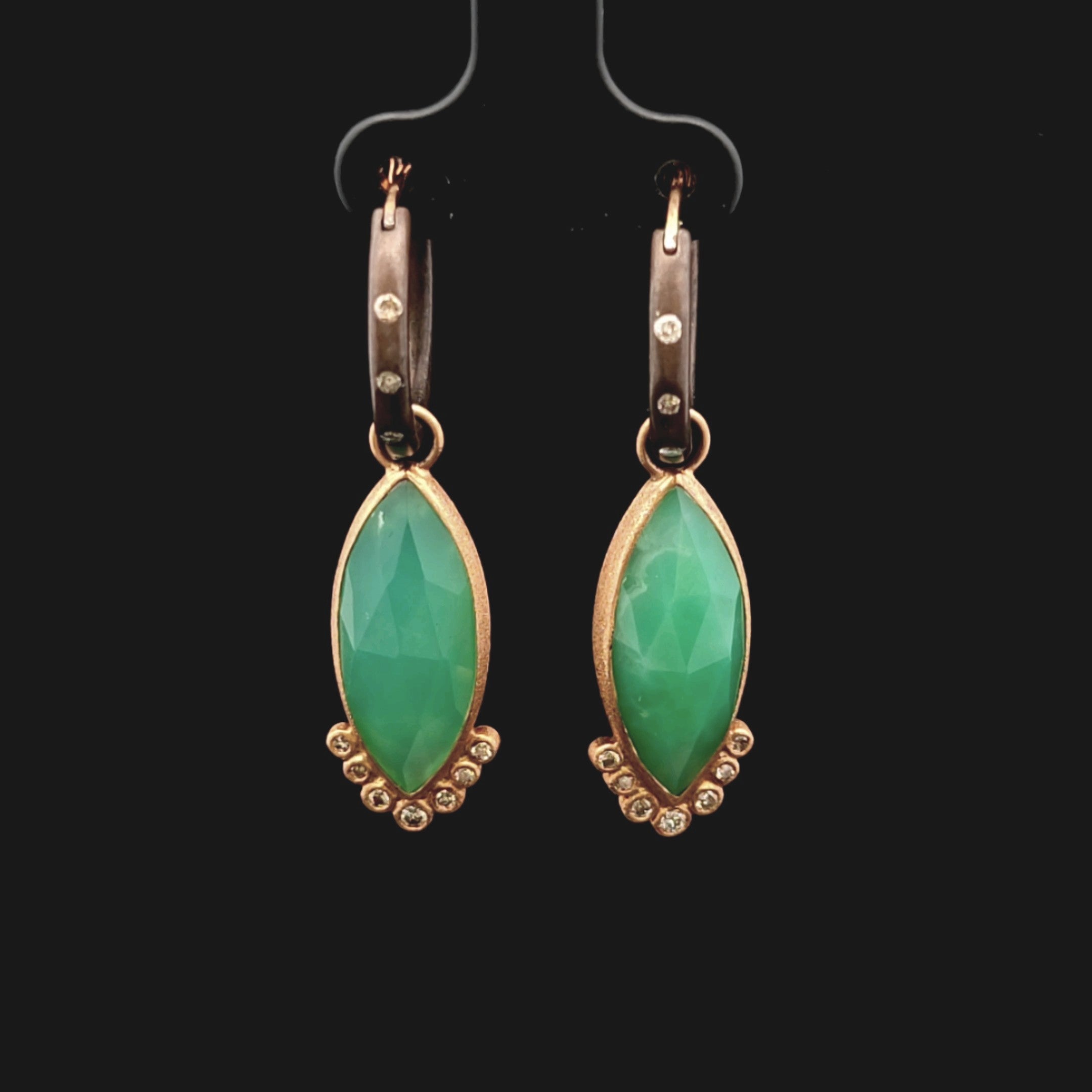 Rona 18K Yellow Gold Chrysoprase and Diamond Dangle Earrings
