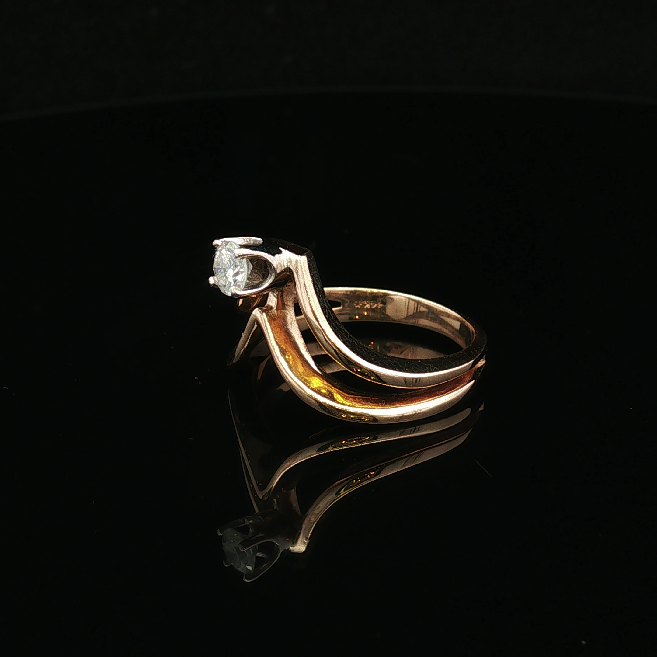 Milalyn 14K Two Tone .24 CT Round Brilliant Diamond Ring