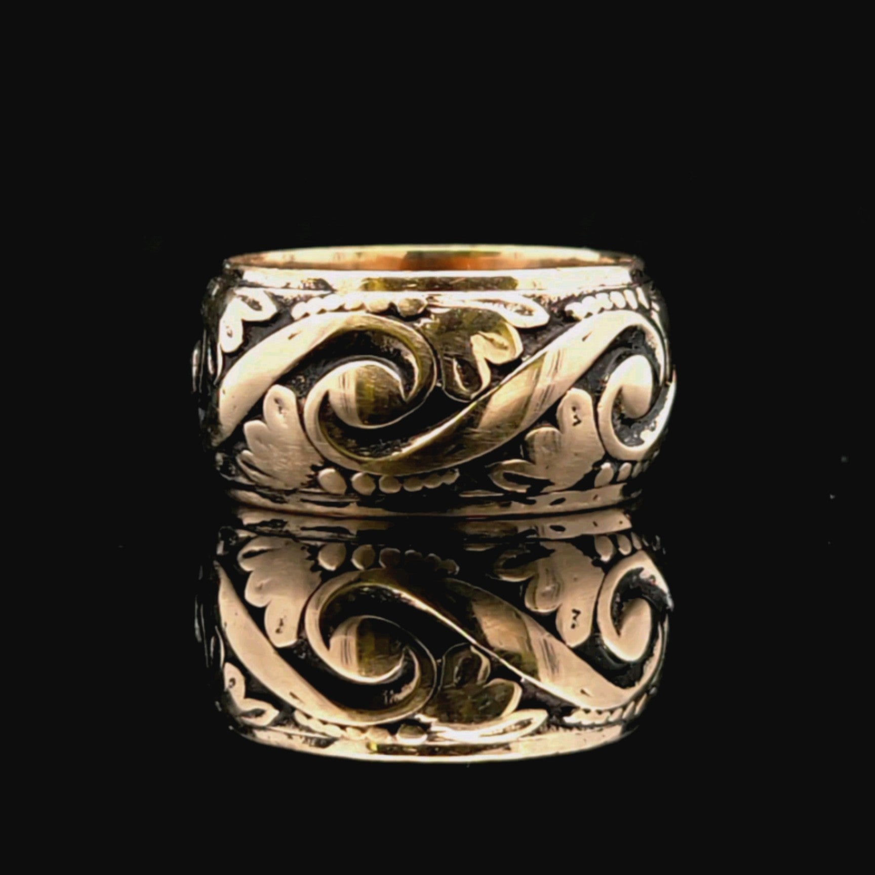 Florence Yellow 14K Antiqued Wide Wedding Band