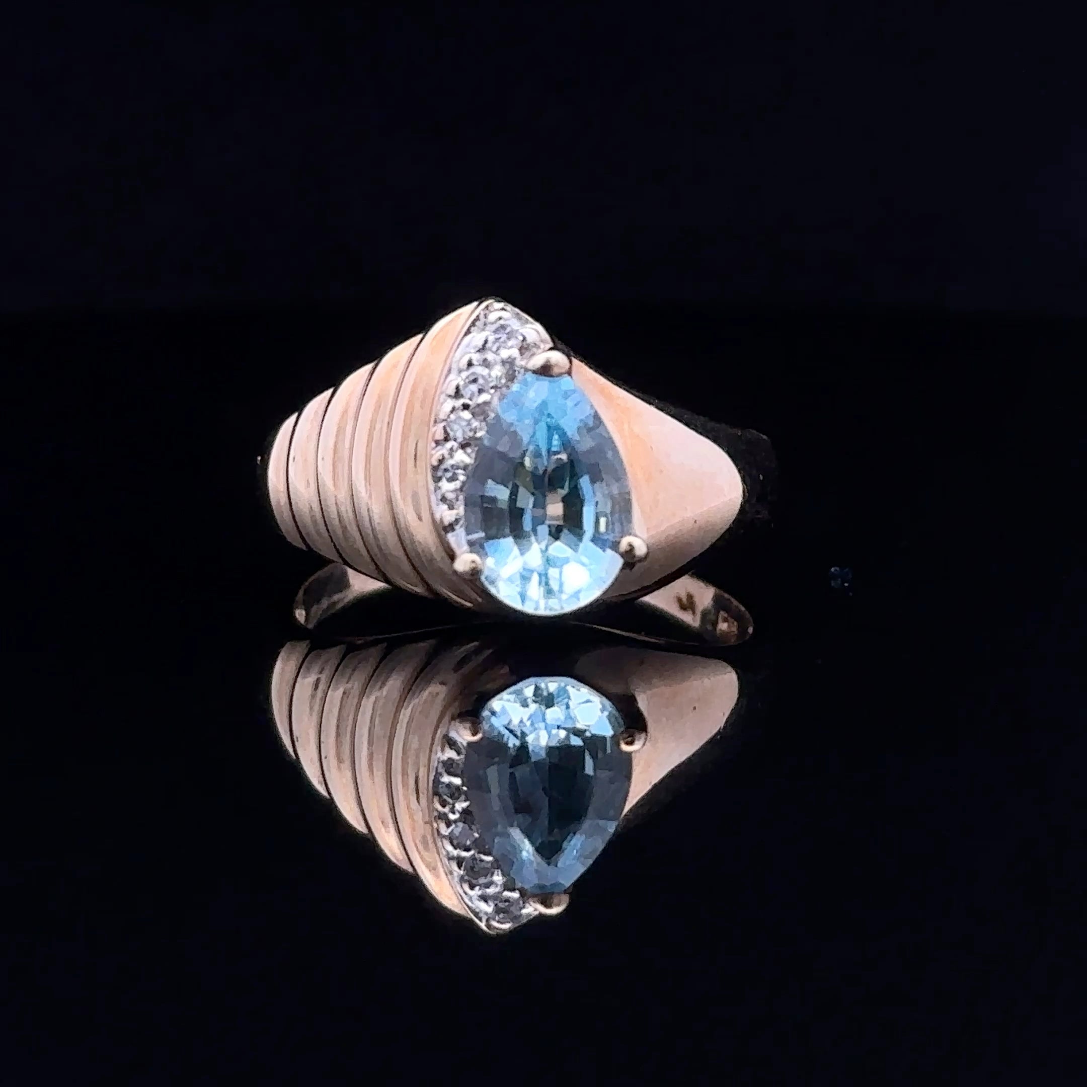 Sloane 14K Yellow Gold Fashion Ring with Pear Sky Blue Topaz & Diamond Accent