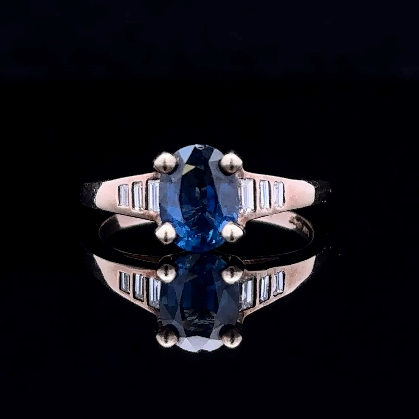 Jacqueline 14K Yellow Gold Oval Sapphire and Baguette Diamond Ring