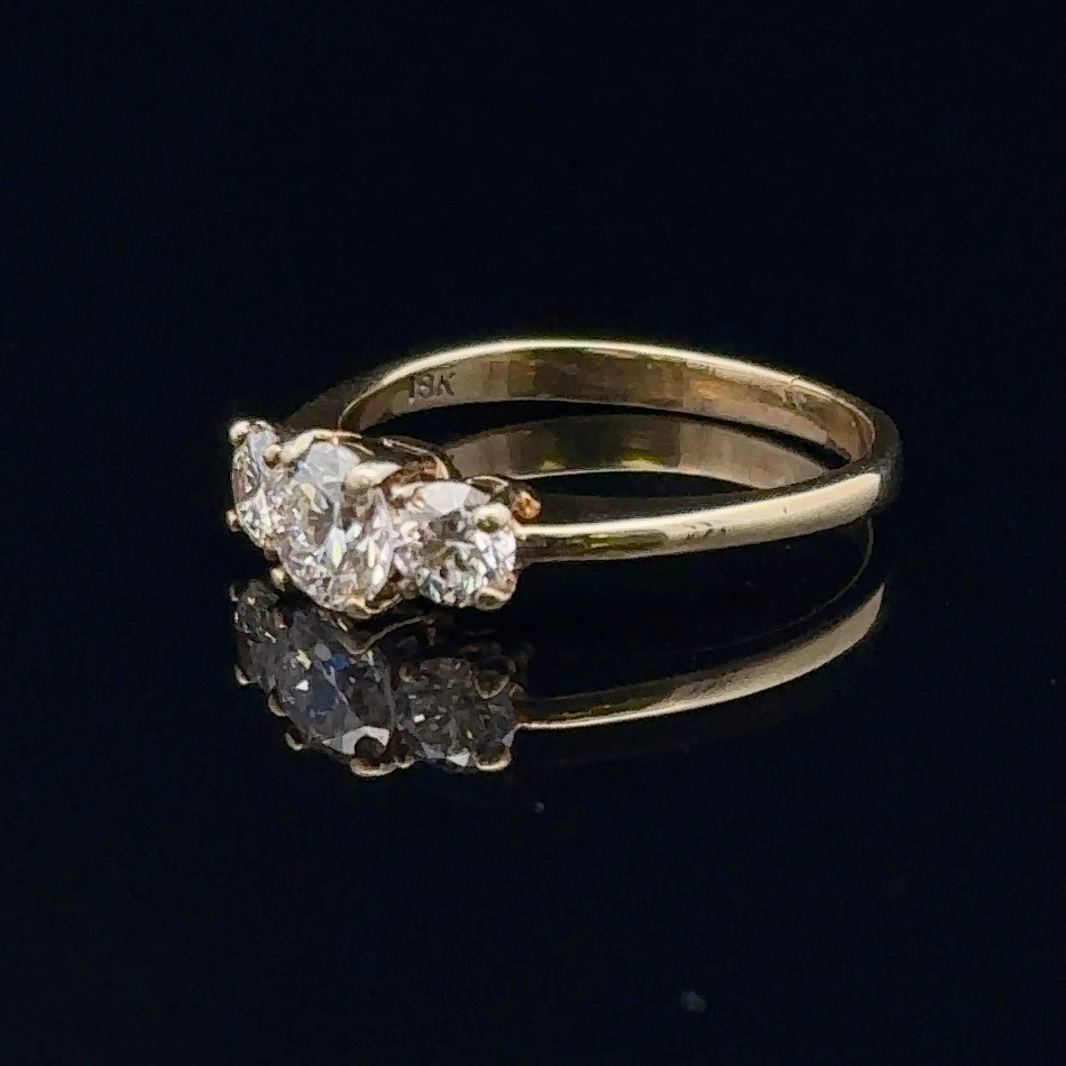 Karter 18K Yellow Gold Three Stone Diamond Engagement Ring