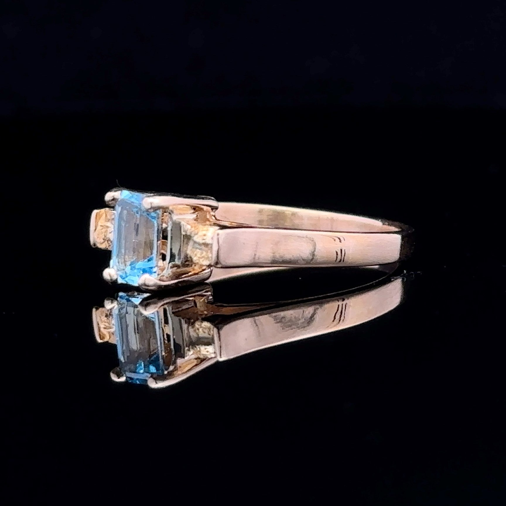 Madison 14K Yellow Gold Emerald-Cut Blue Topaz Ring, Size 6.5