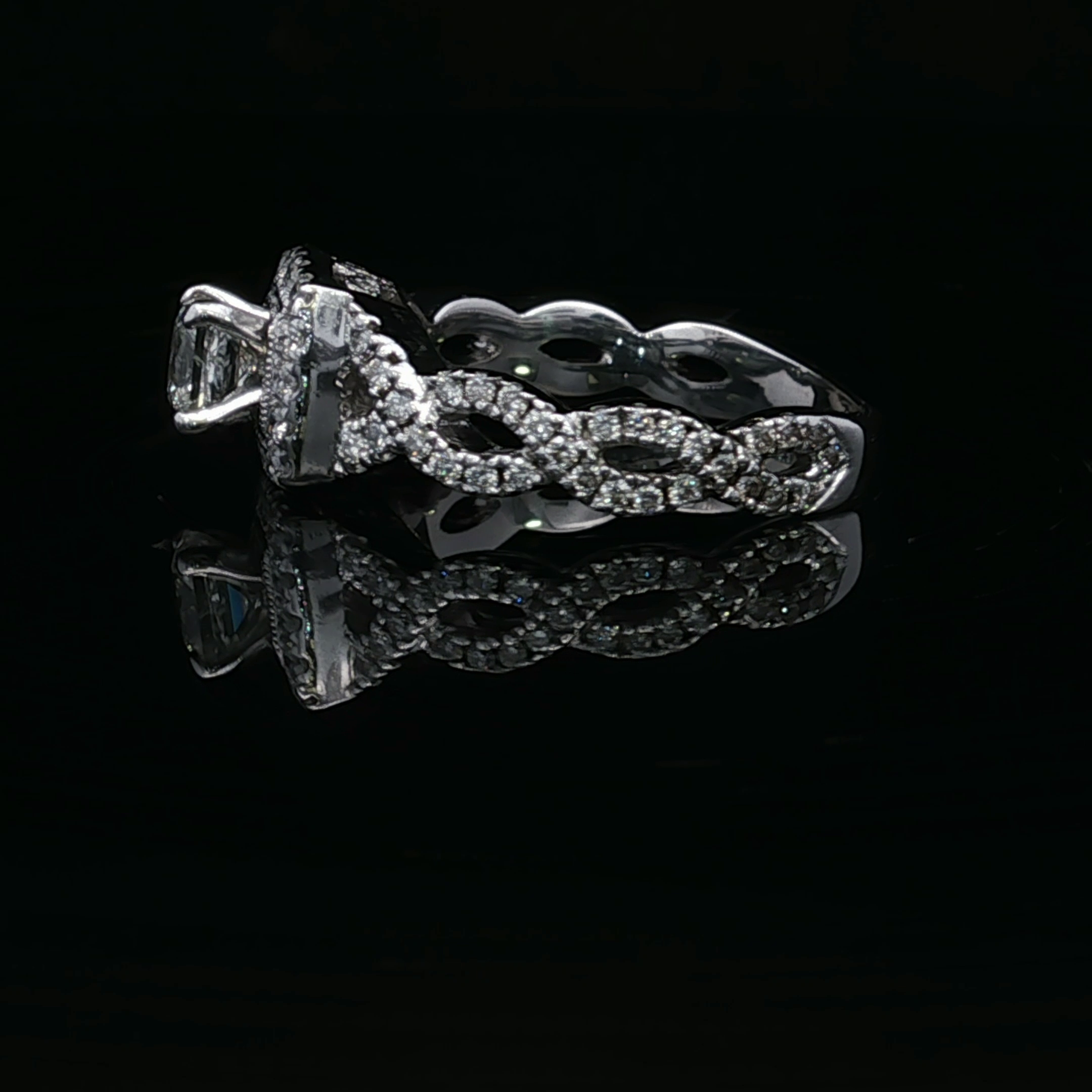 Michelle 14K White Gold 1/2ctw Princess Cut Halo Engagement Ring