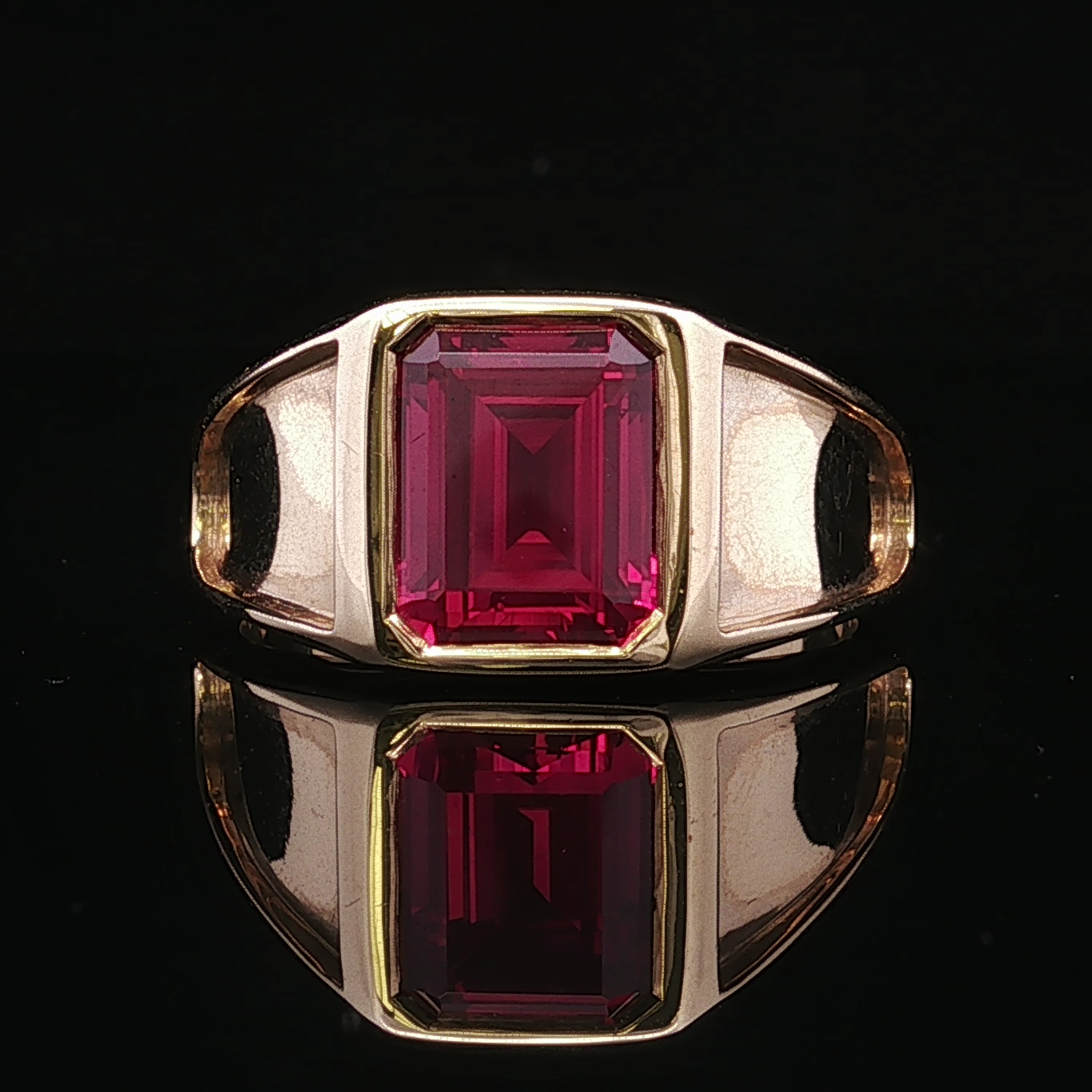 Kamdyn Lab Ruby Ring in 14K Yellow Gold