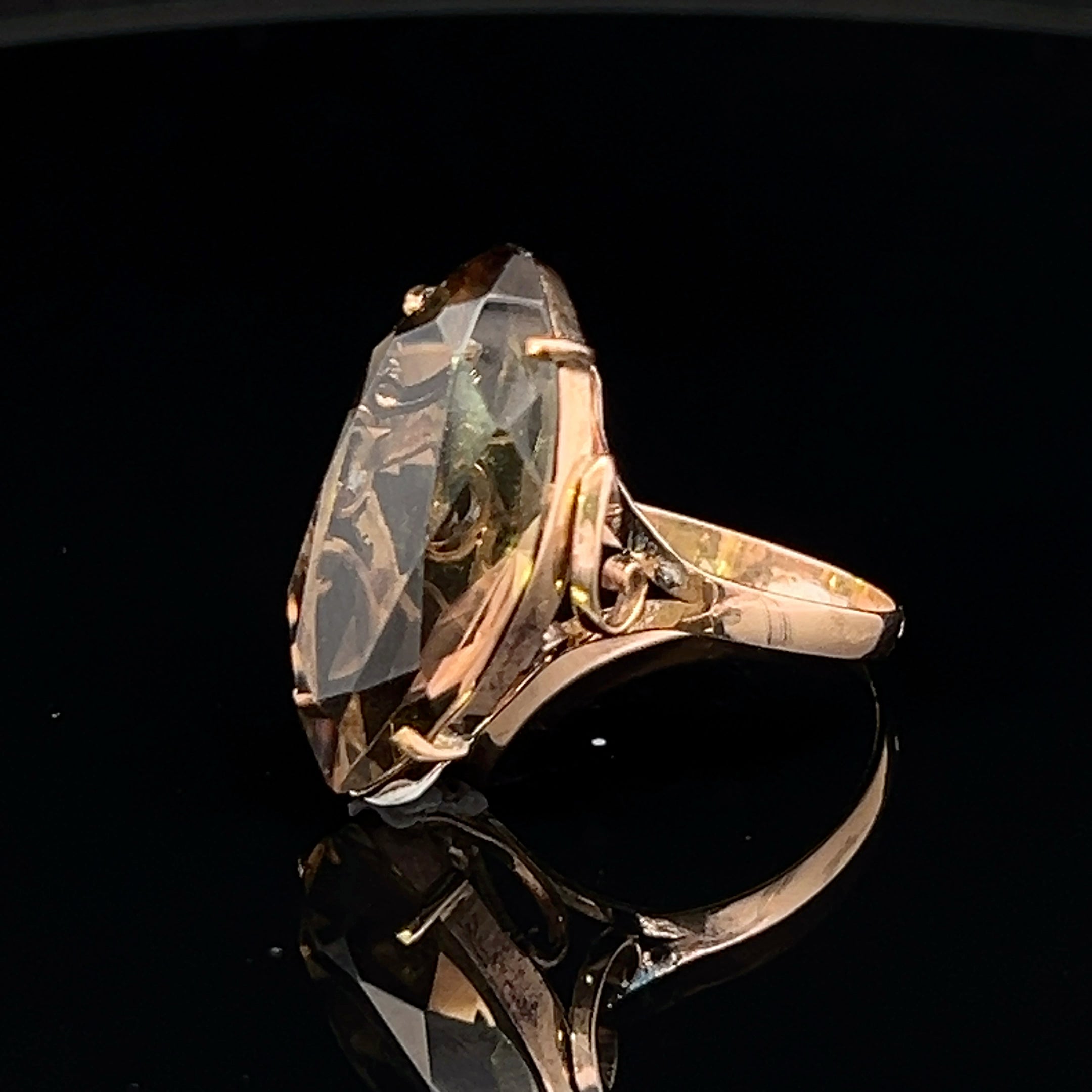 Brooklyn 10K Yellow Gold Ring with Marquise Smokey Quartz