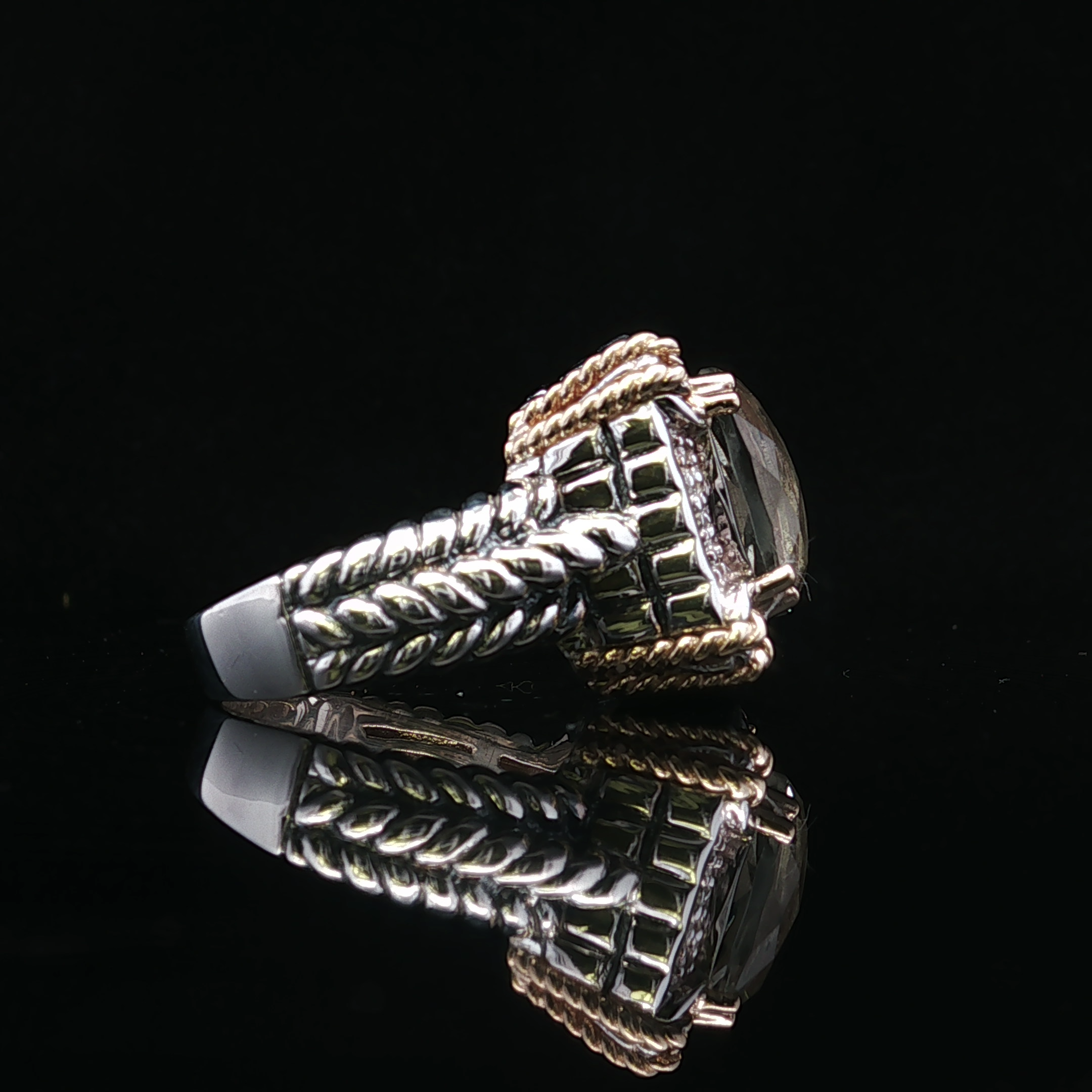 Jeanette Two-Tone Green Amethyst Ring