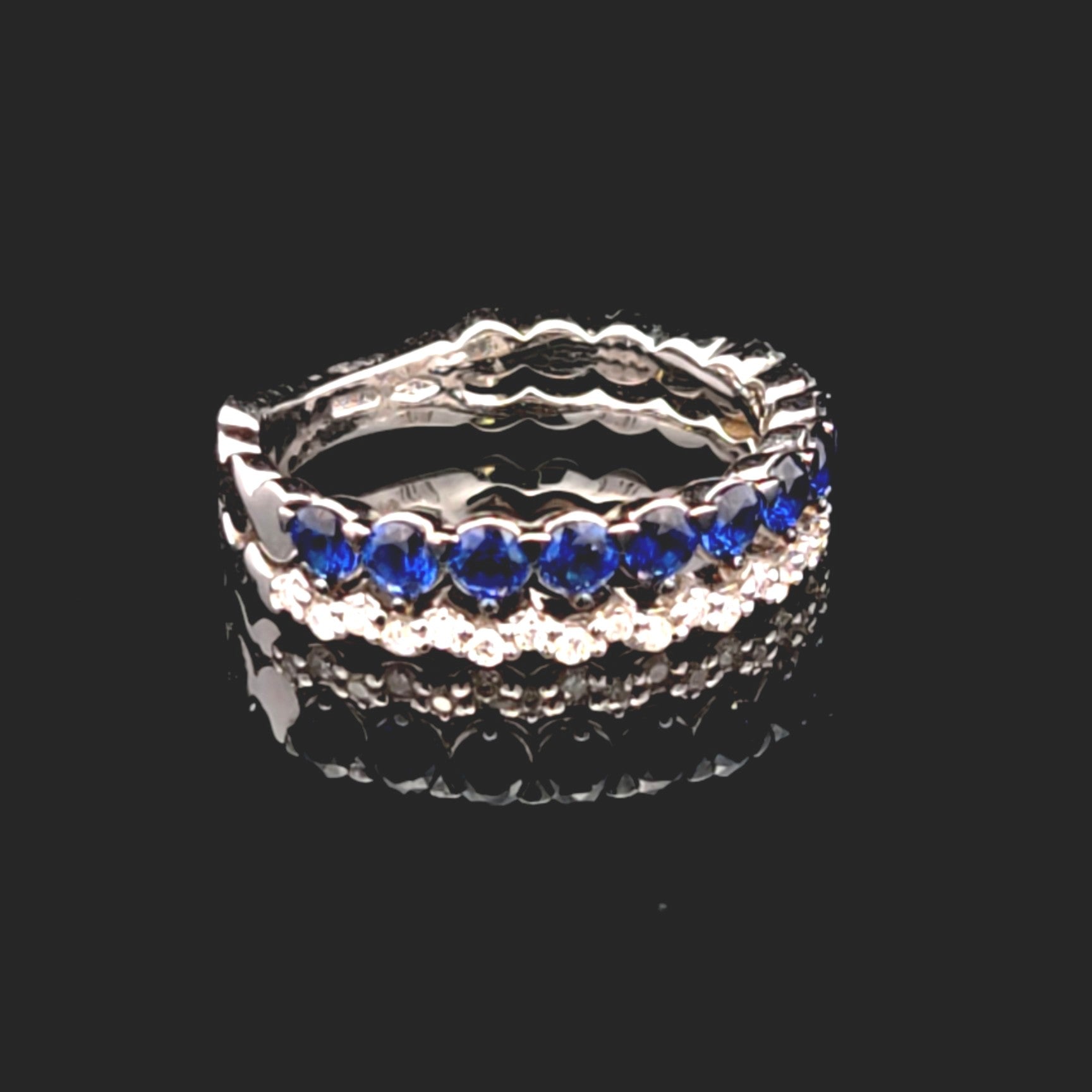Sofia 18K White Gold Sapphire and Diamond Ring – Size 6