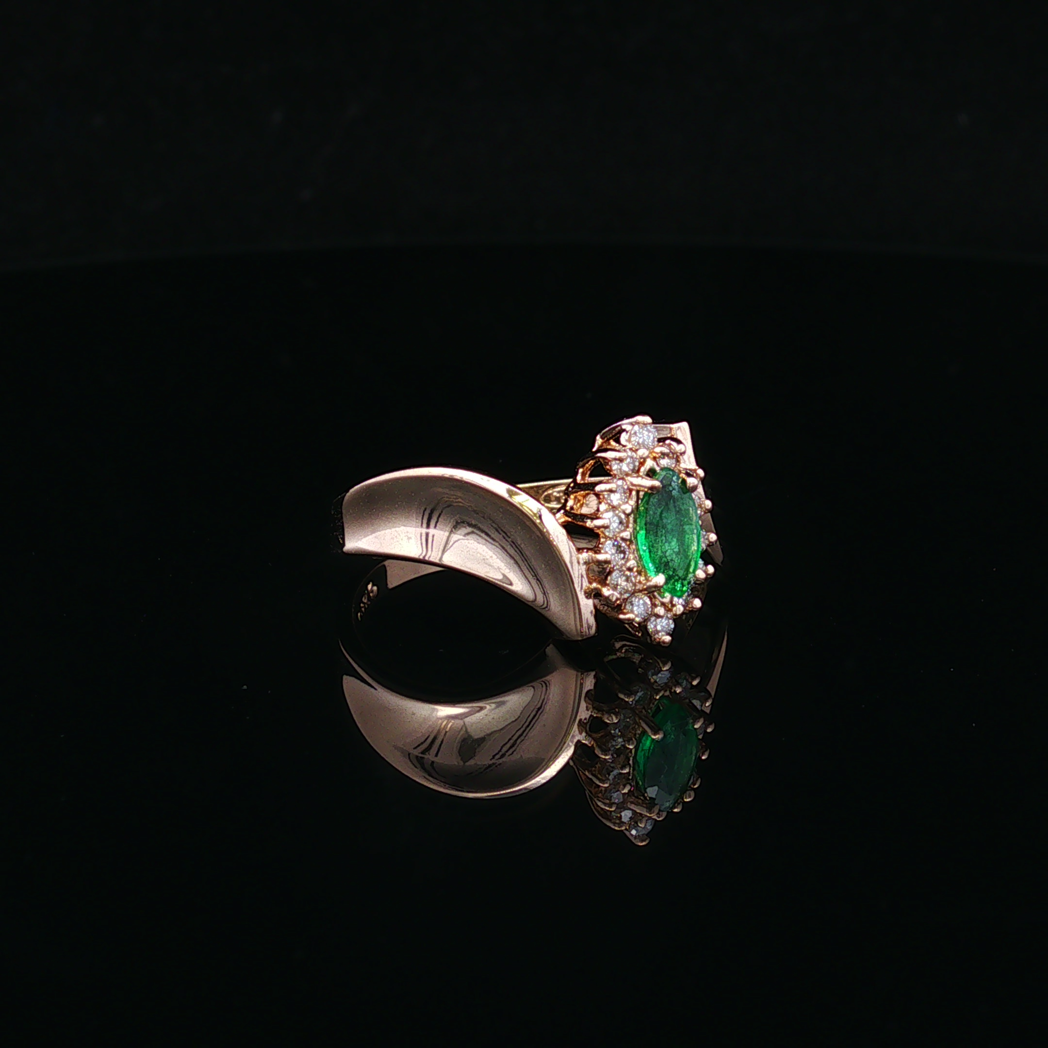 Ardena 14KY Marquise Emerald & Diamond Ring