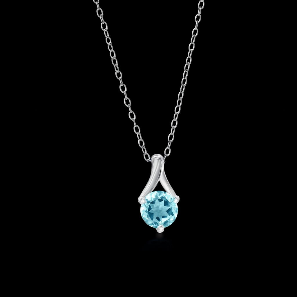 6MM Lab Aquamarine Sterling Silver Necklace