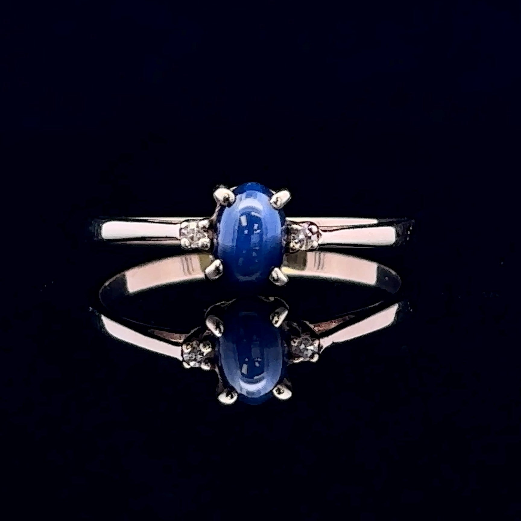 Christine 10K Yellow Gold Star Sapphire and Diamond Accent Ring, Size 6.5