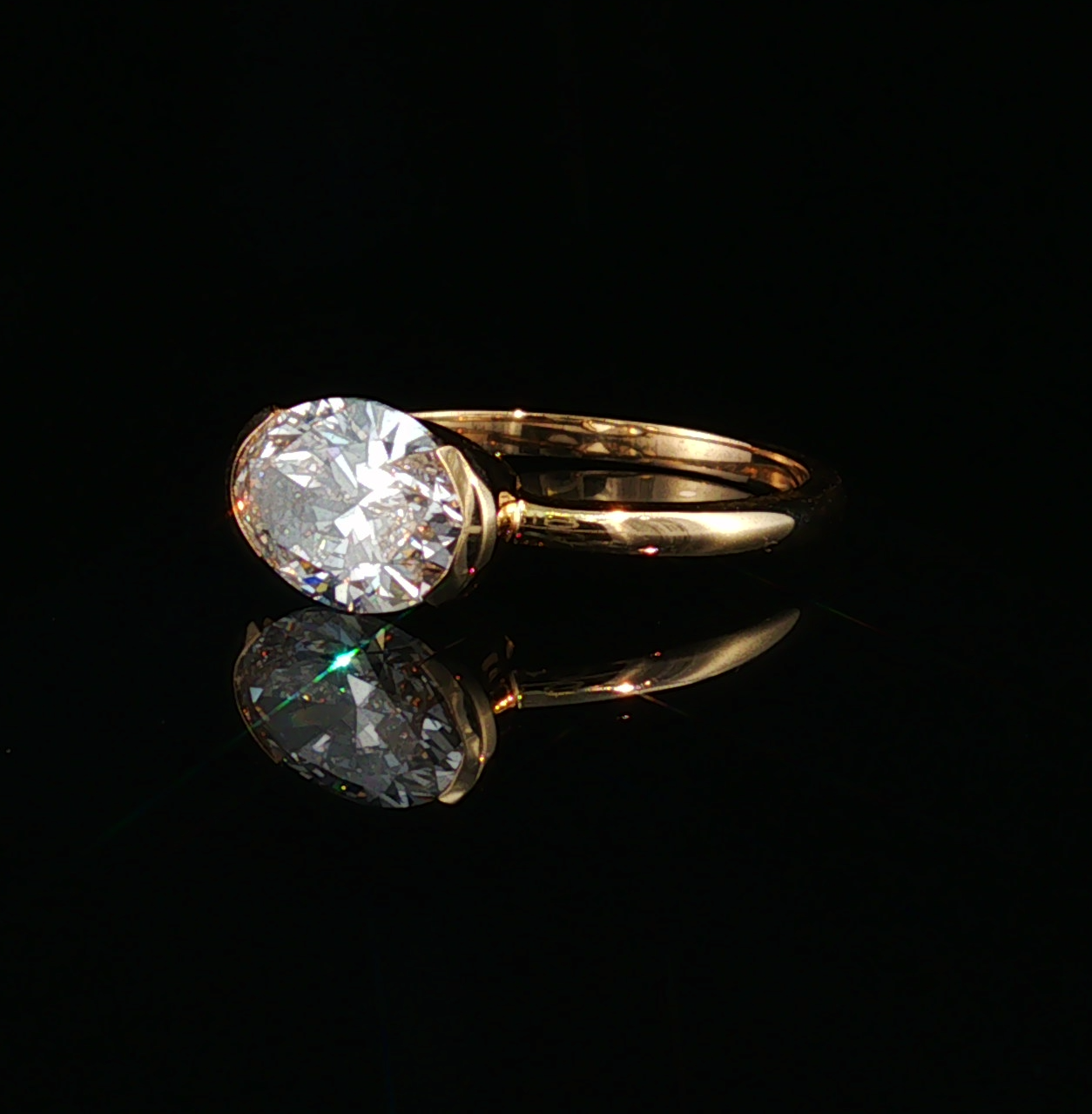 Nella 14K Yellow Gold 2CT East/West Oval Lab-Grown Diamond Ring
