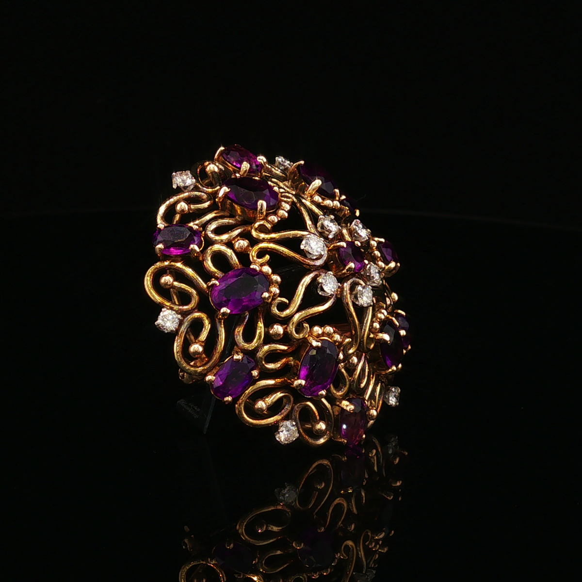 Tamsin Amethyst & Diamond Pin | Veleska Jewelry