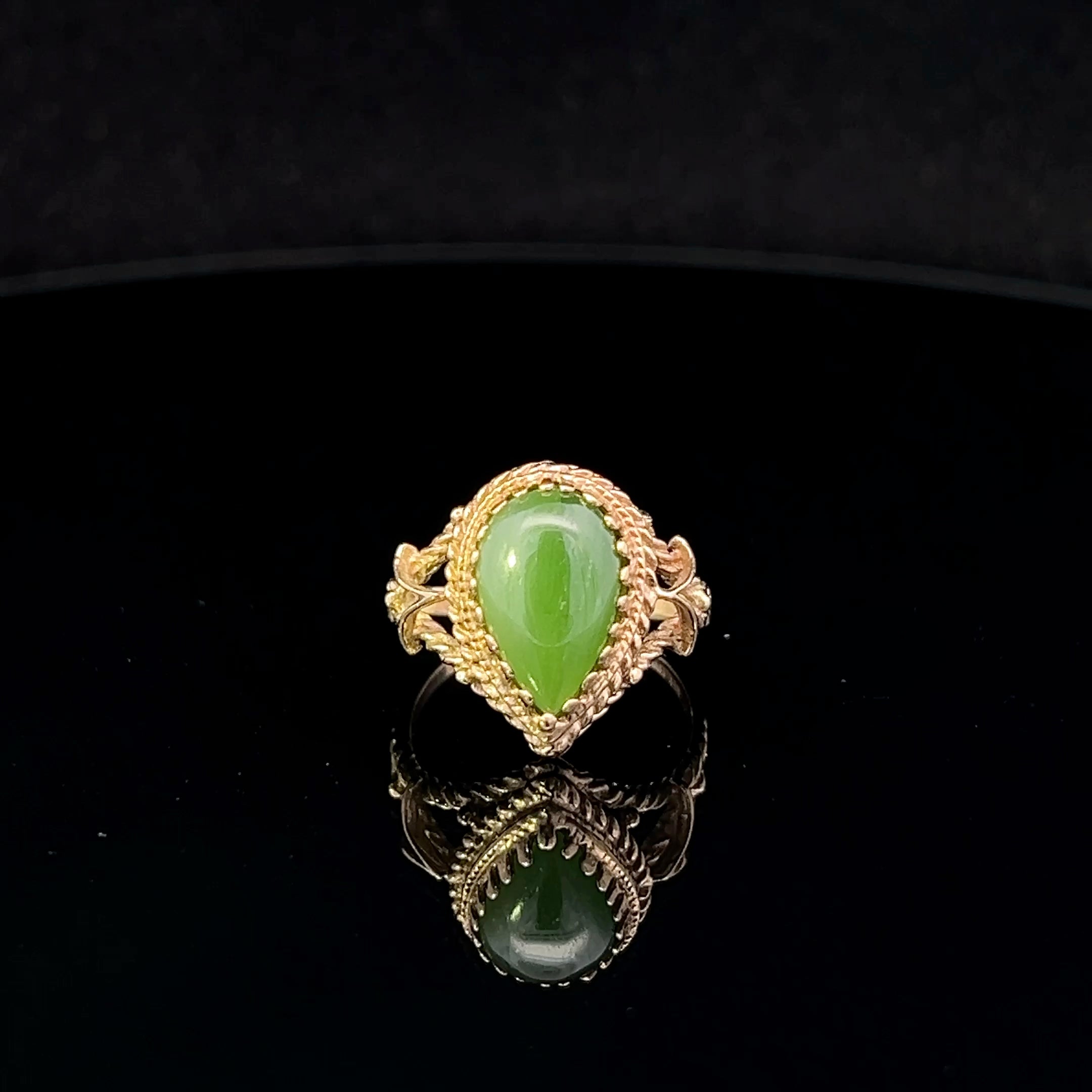 Esme 10K Yellow Gold Pear-Shaped Jade Ring