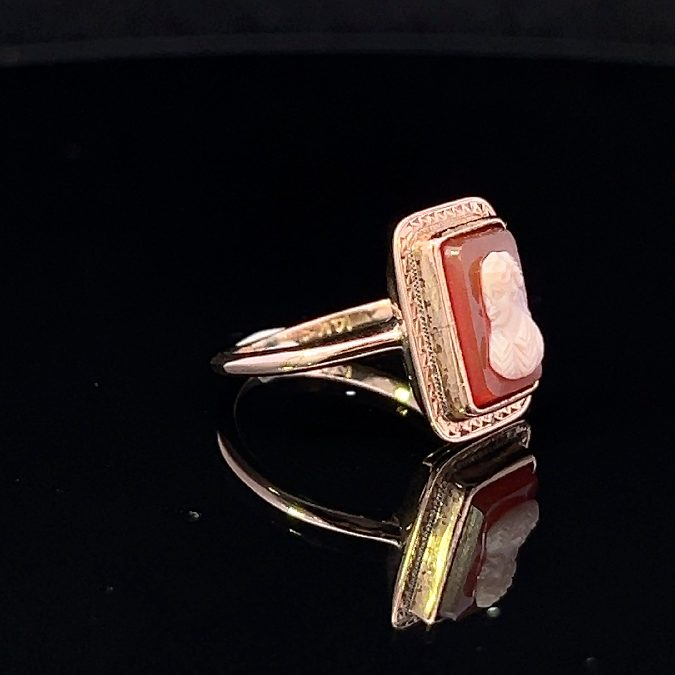 Octavia 14K Yellow Gold Rectangle Cameo Ring