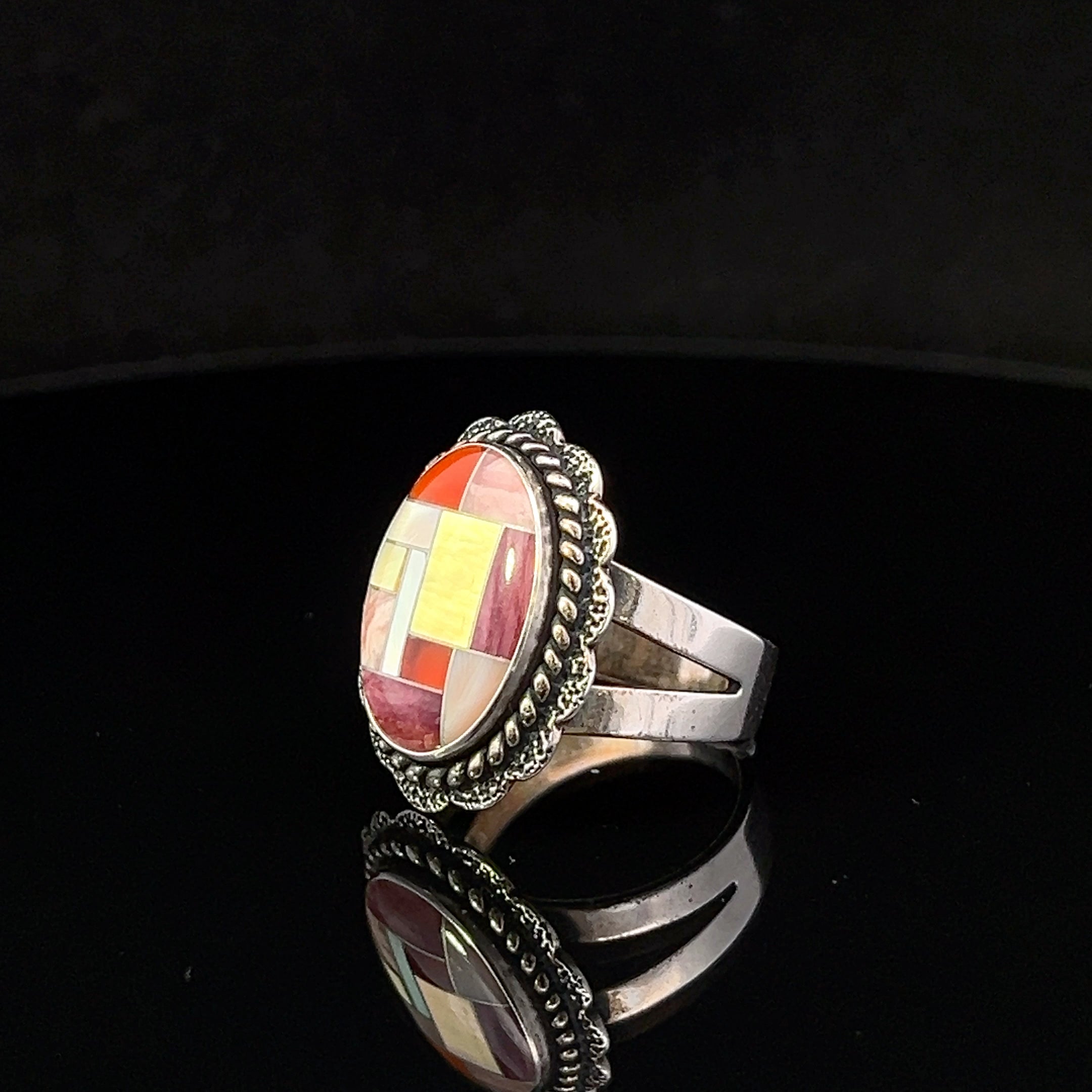 Clara Sterling Silver Multi Stone Inlay Ring