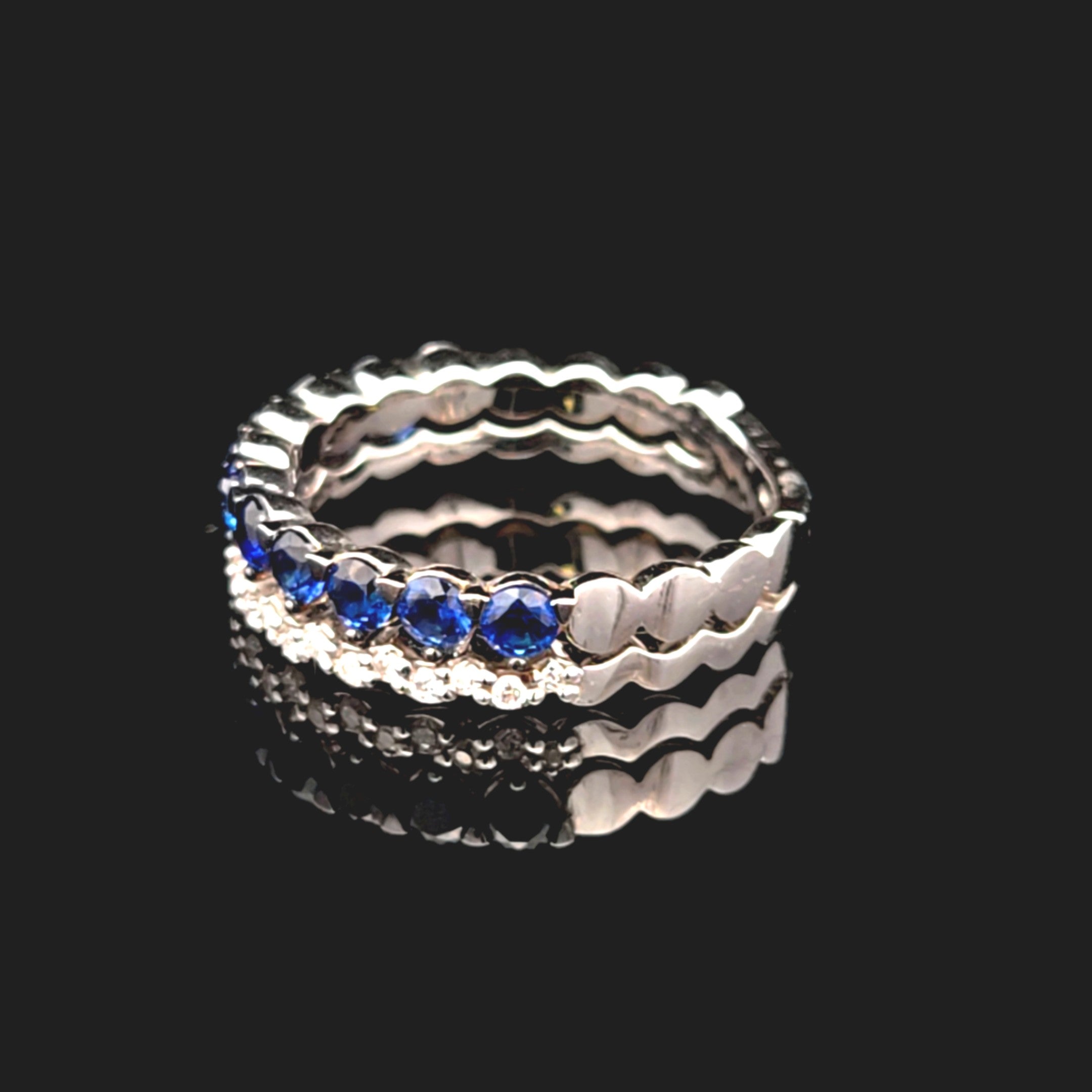 Sofia 18K White Gold Sapphire and Diamond Ring – Size 6