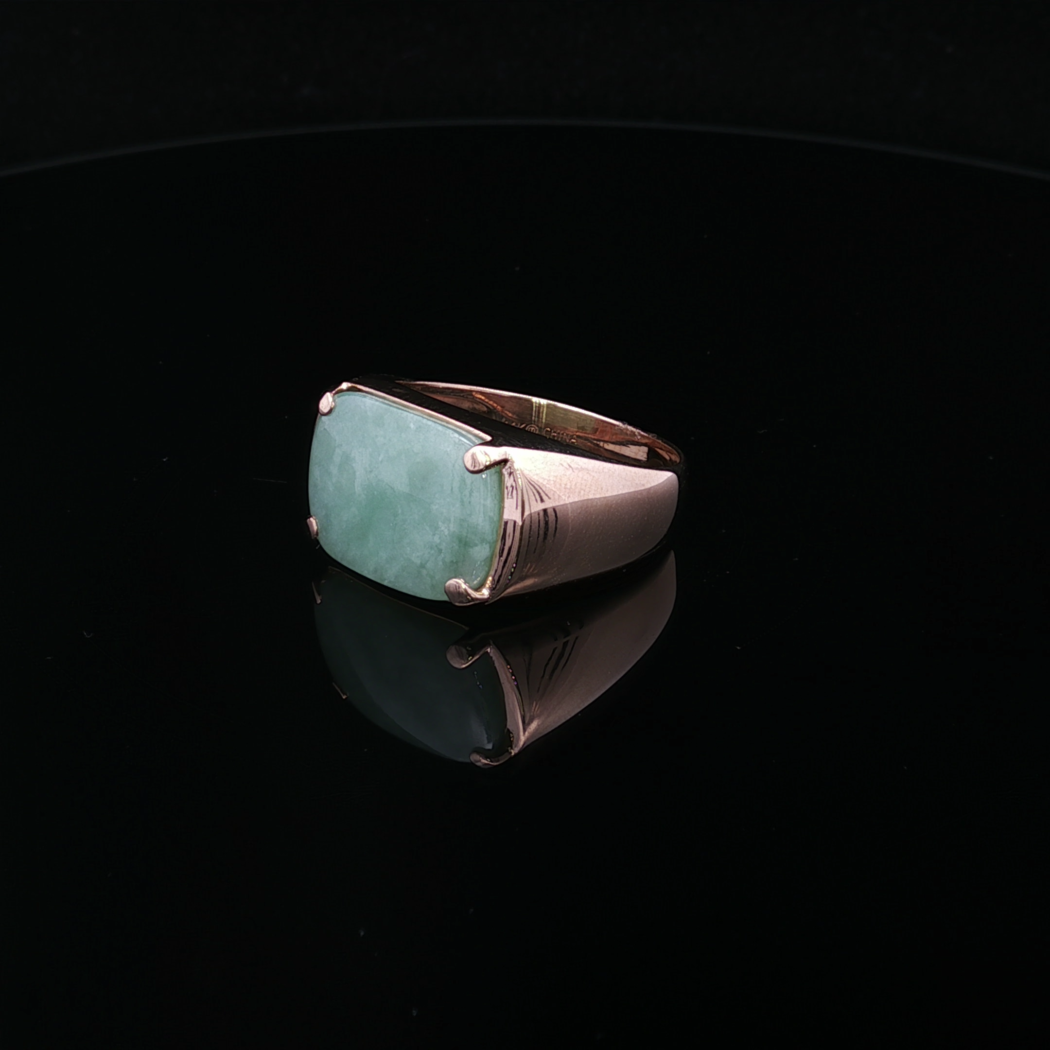 Eliza 14KY Rectangle Jade Ring