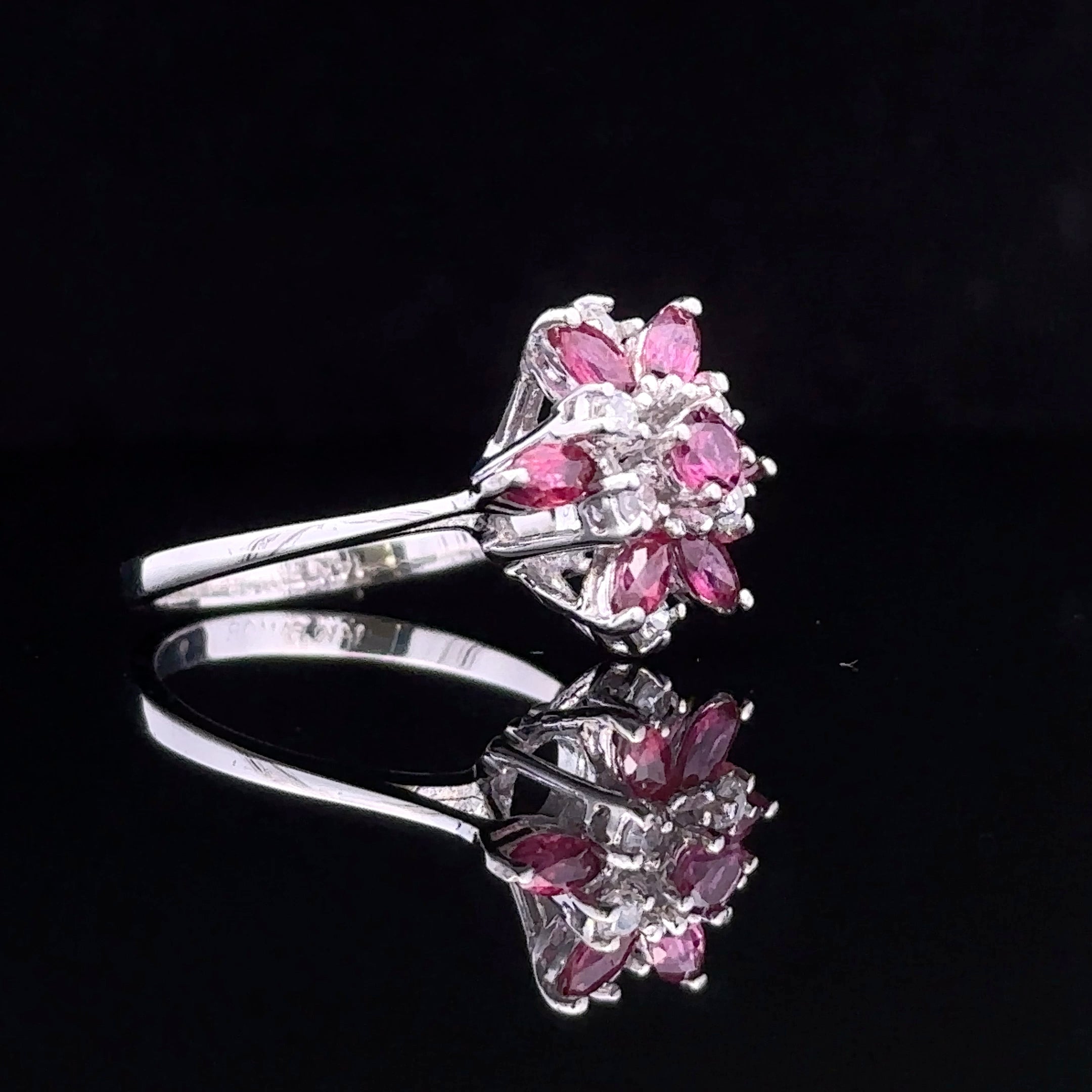 Kelly White 14K Artisan Ring with Marquise Ruby and Diamond