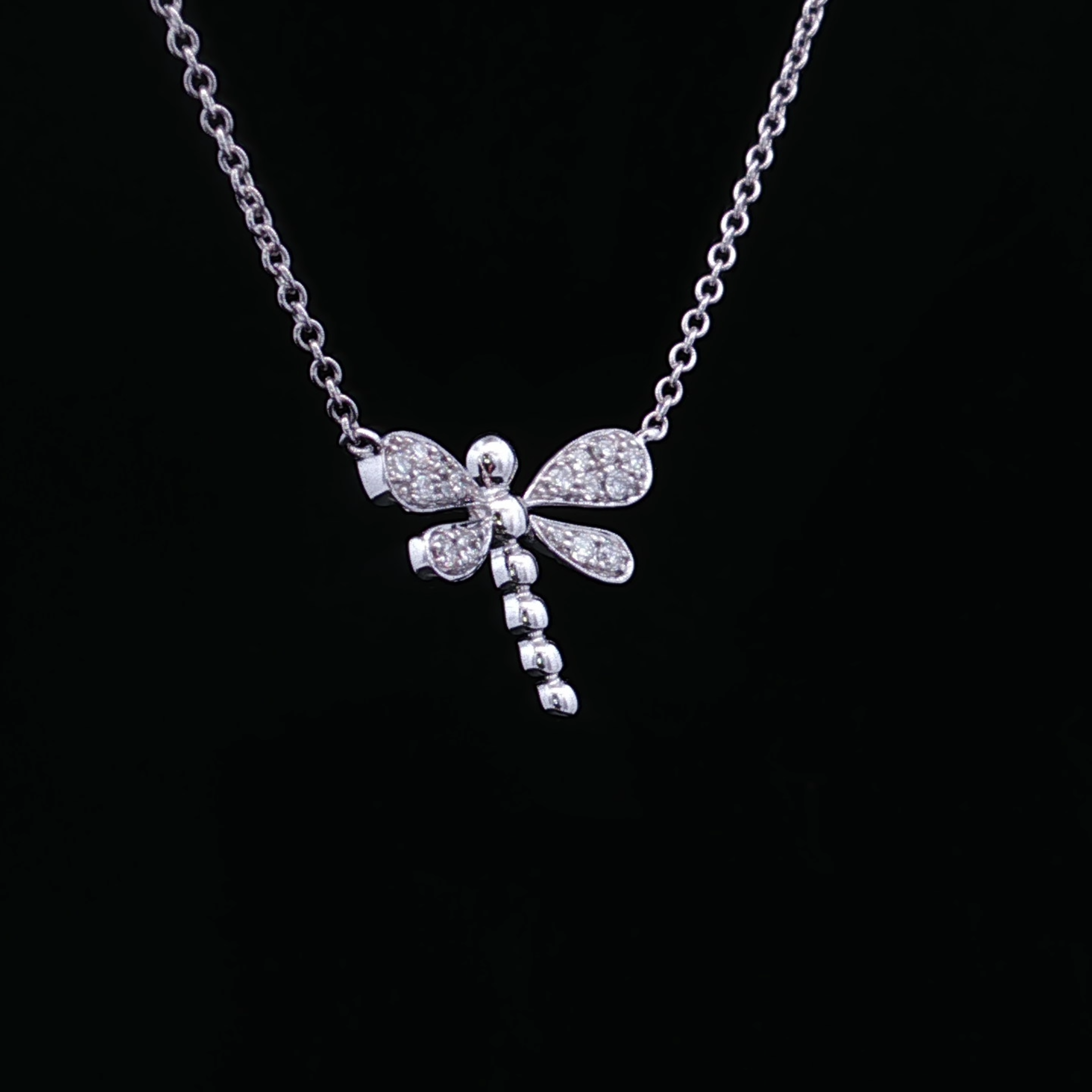 Hattie 14K White Gold Dragonfly Diamond Necklace