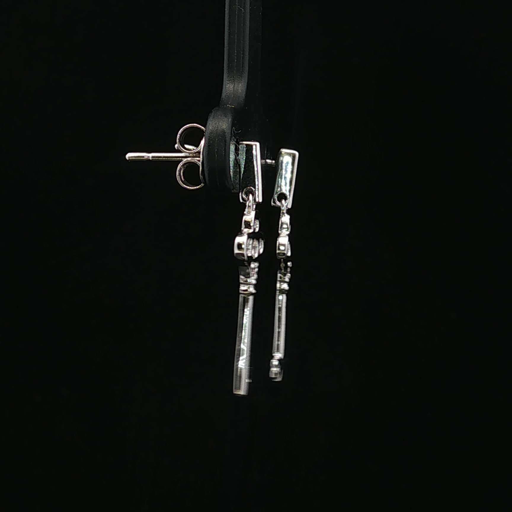 Sterling Silver Diamond Key Dangle Earrings – Rose Cut