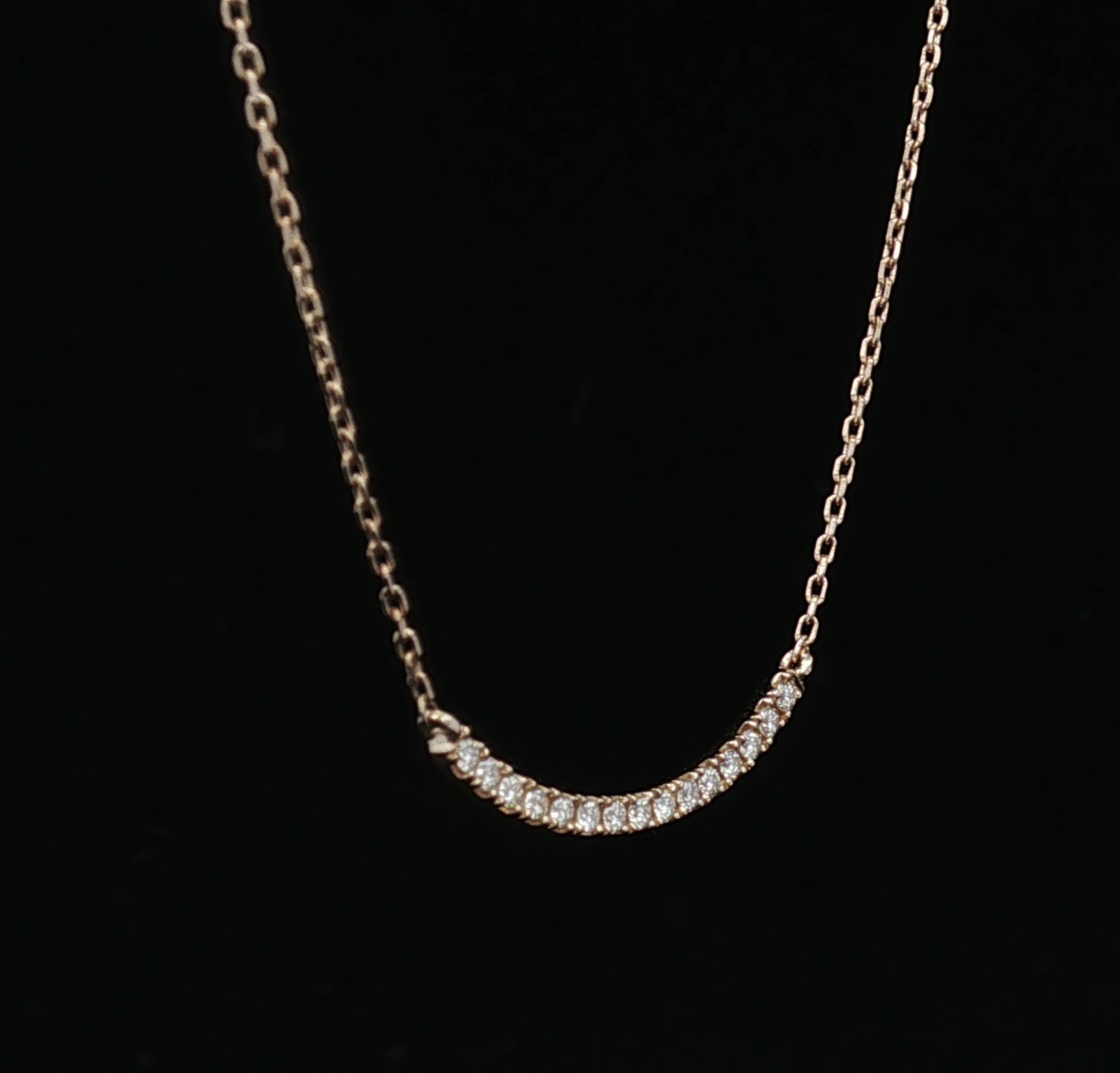 Reina 14KY Adjustable Diamond Smile Bar Necklace