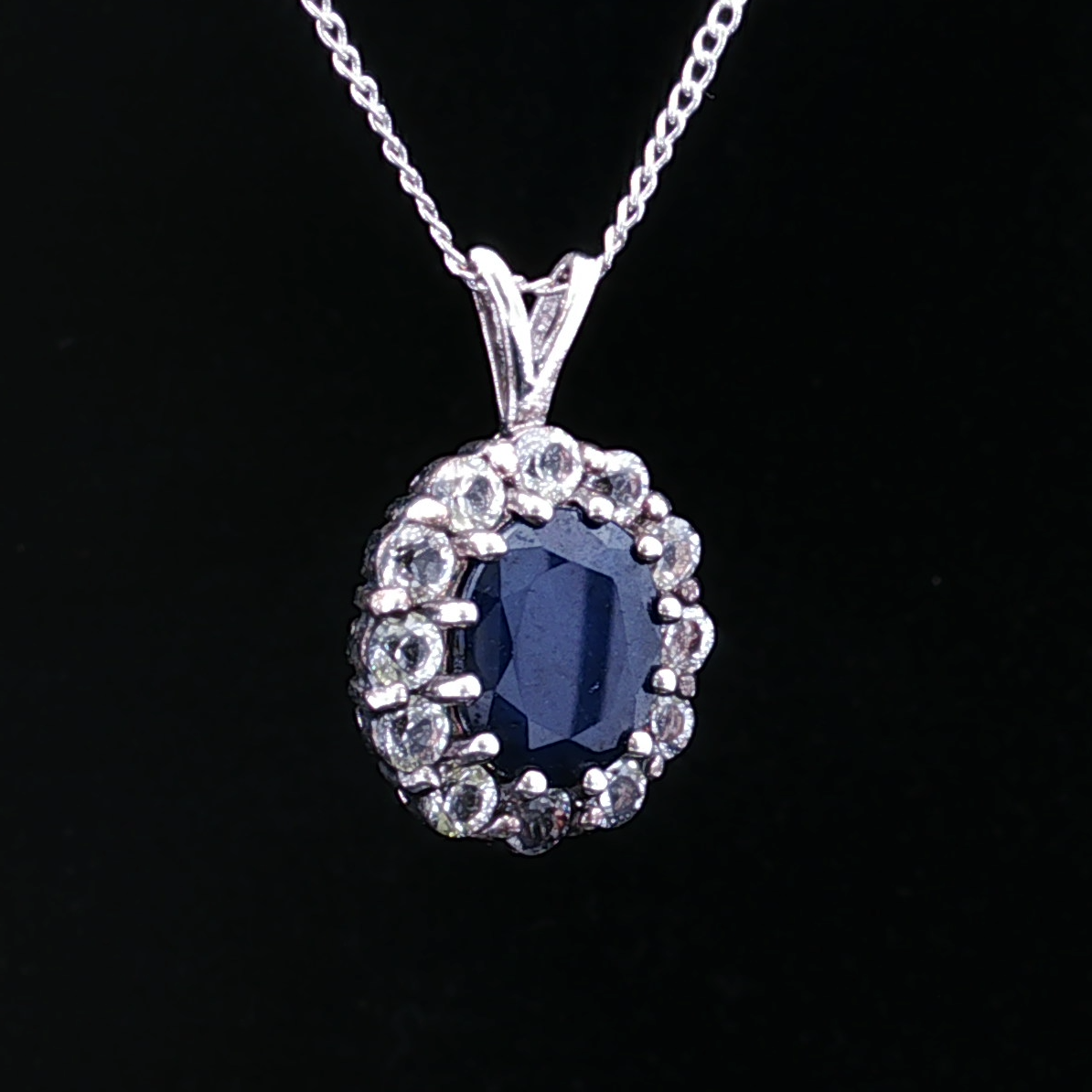 Francesa Silver Lapis Halo Necklace