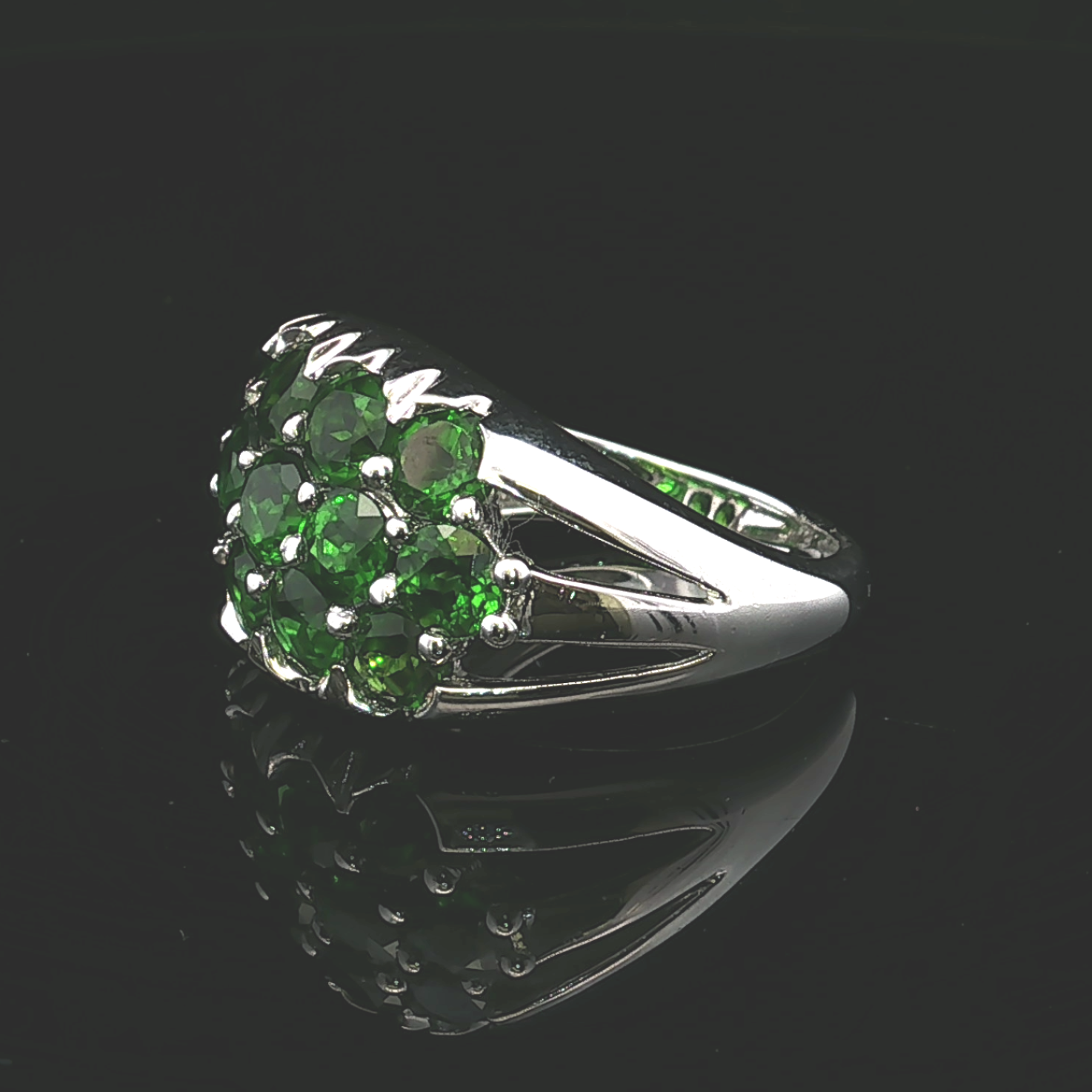 Imogena Russian Diopside 13-Stone Sterling Silver Ring
