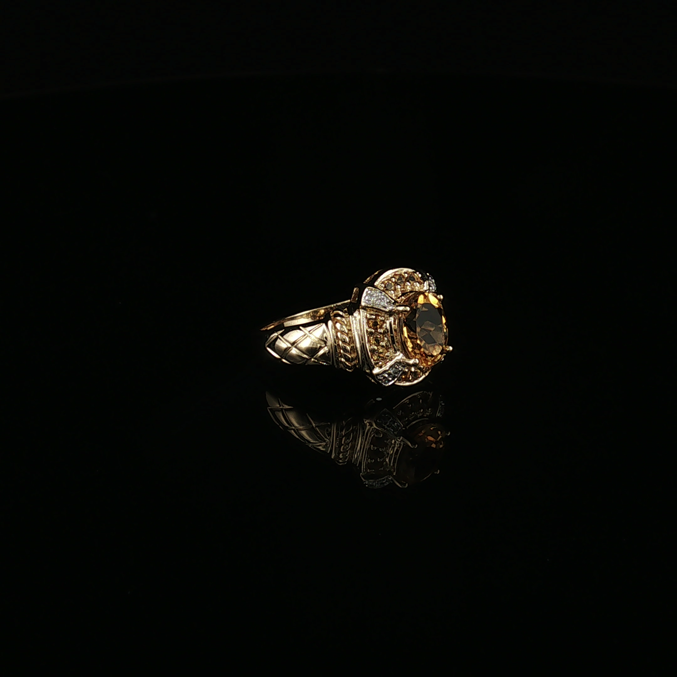 Bess 14K Two-Tone Citrine Halo Ring