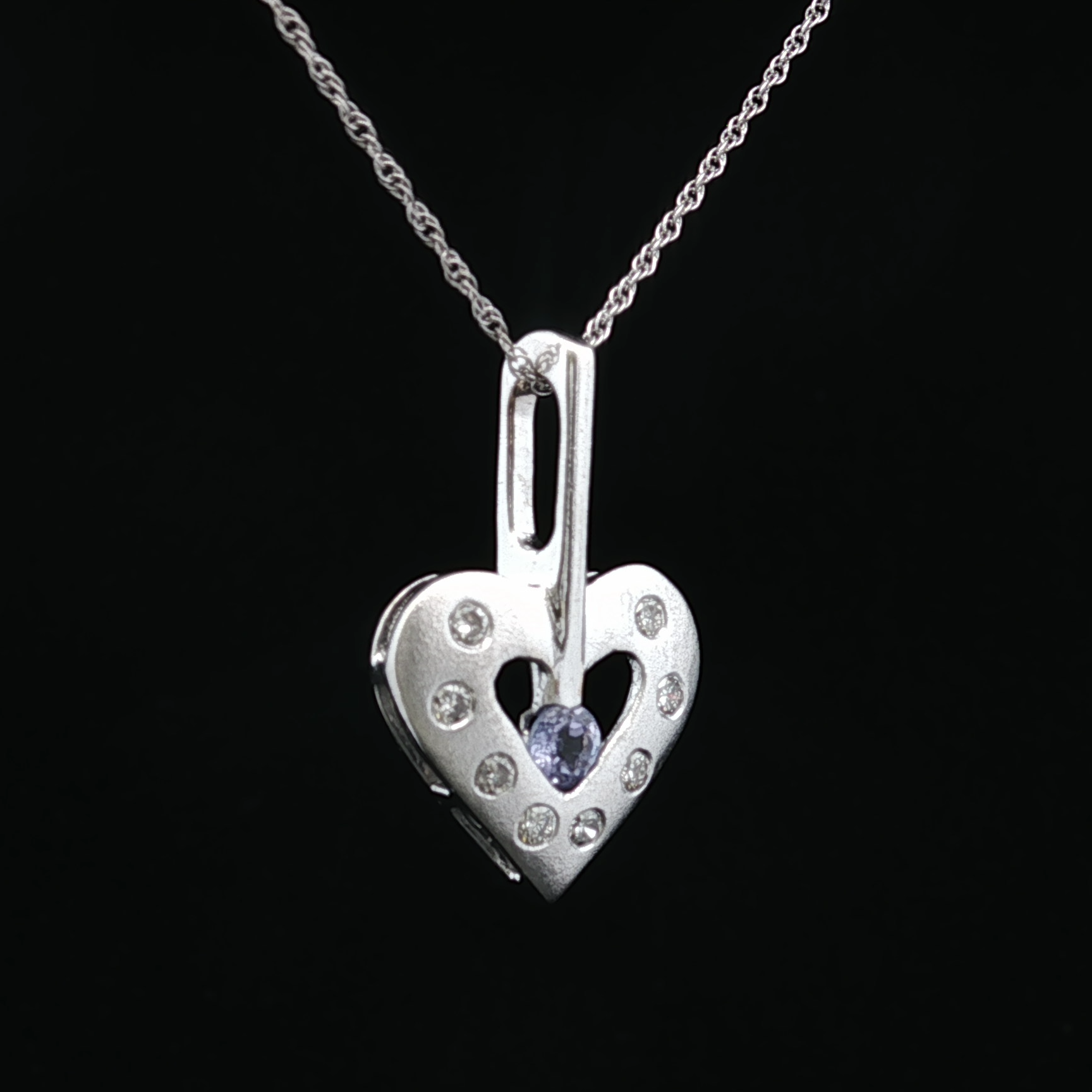 Arlenea 14K White Gold Tanzanite Heart Necklace