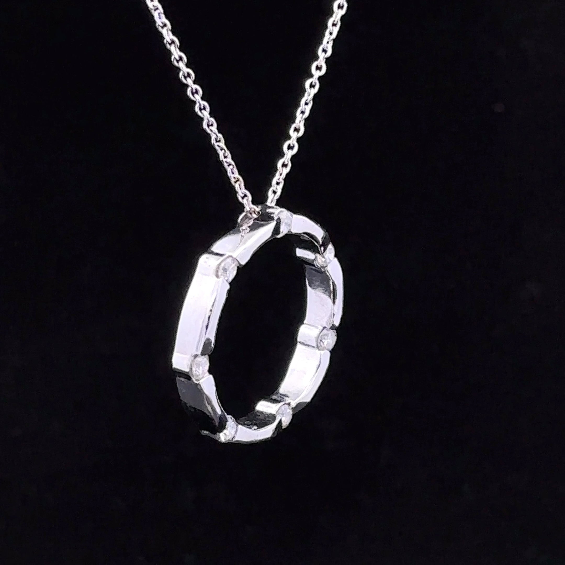 Landy 14K White Gold Circle Necklace with 0.35ctw Diamonds