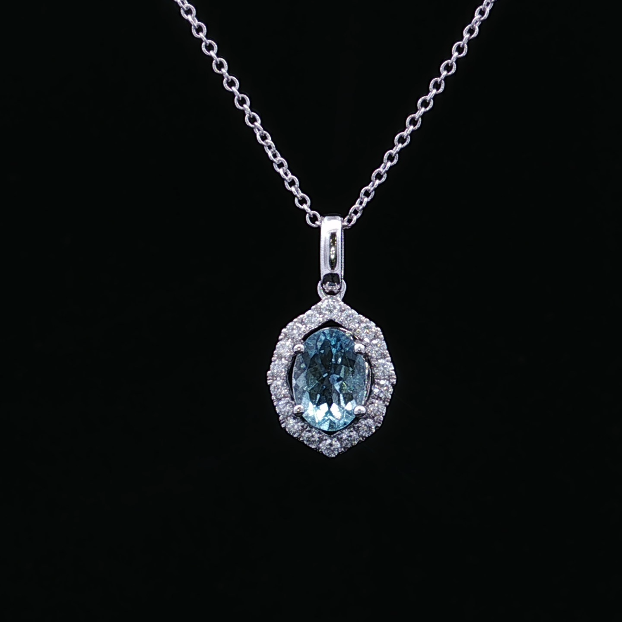 Dixie 14K White Gold Aquamarine and Diamond Necklace