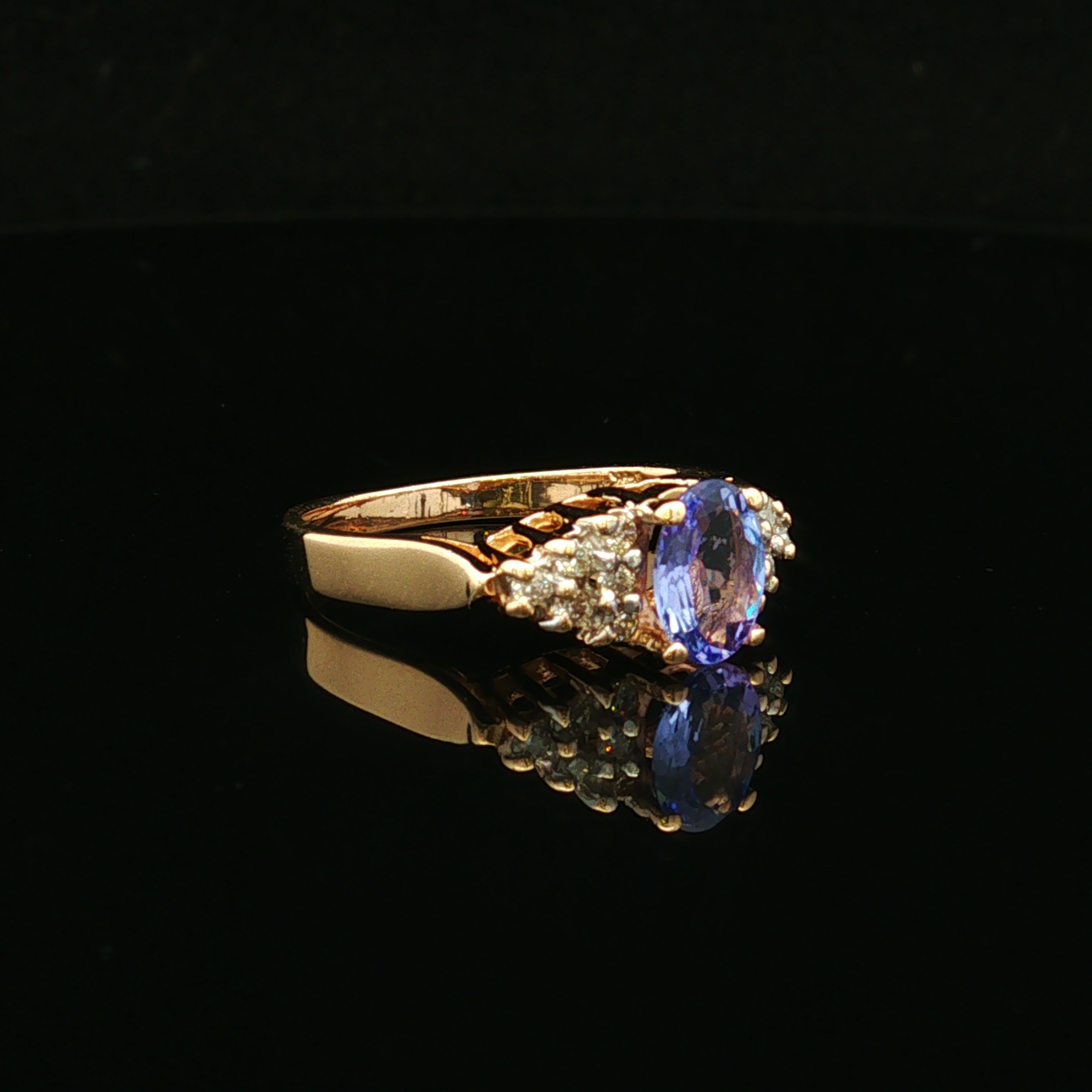 Lilaha 14KY .85 CT Oval Tanzanite & Diamond Ring