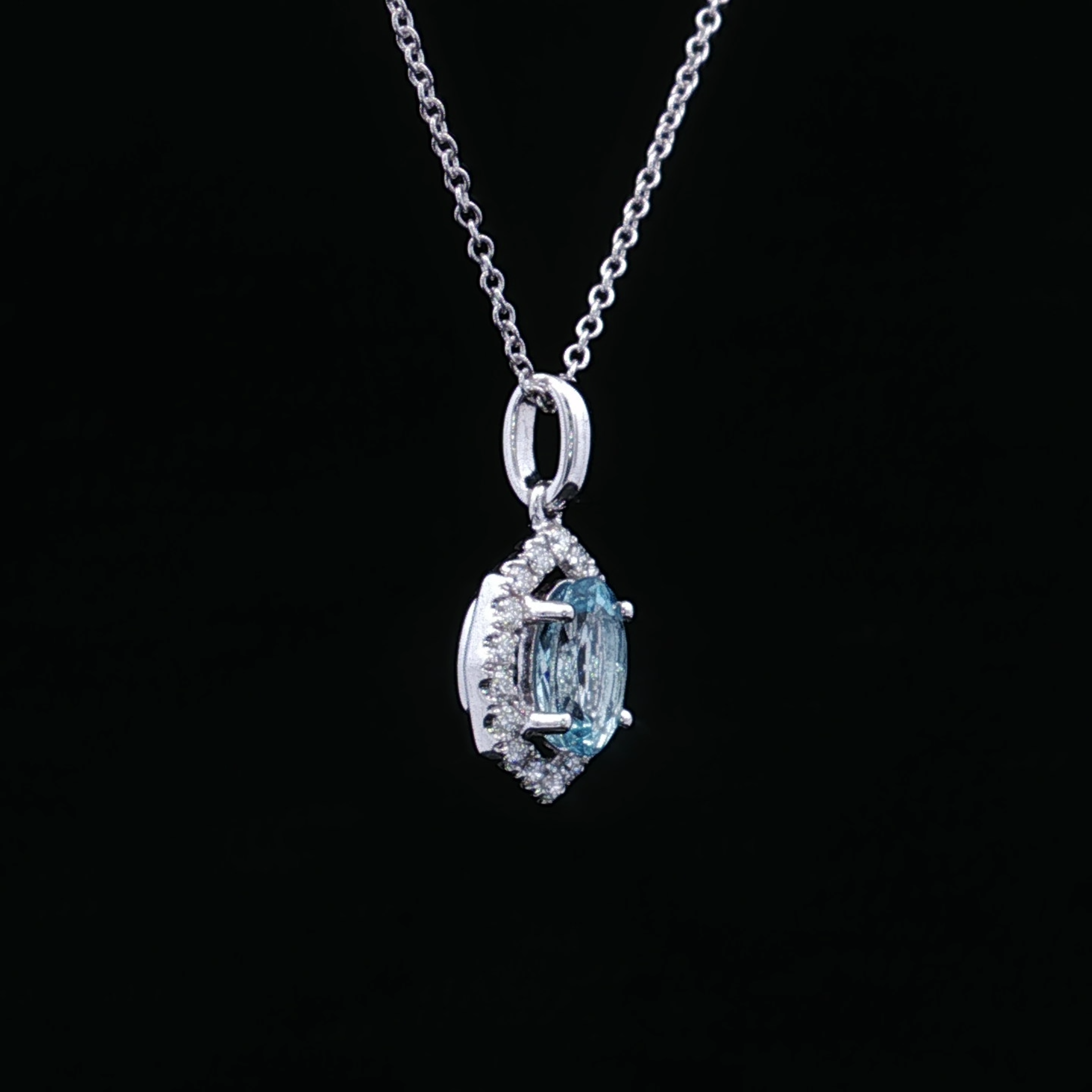 Dixie 14K White Gold Aquamarine and Diamond Necklace