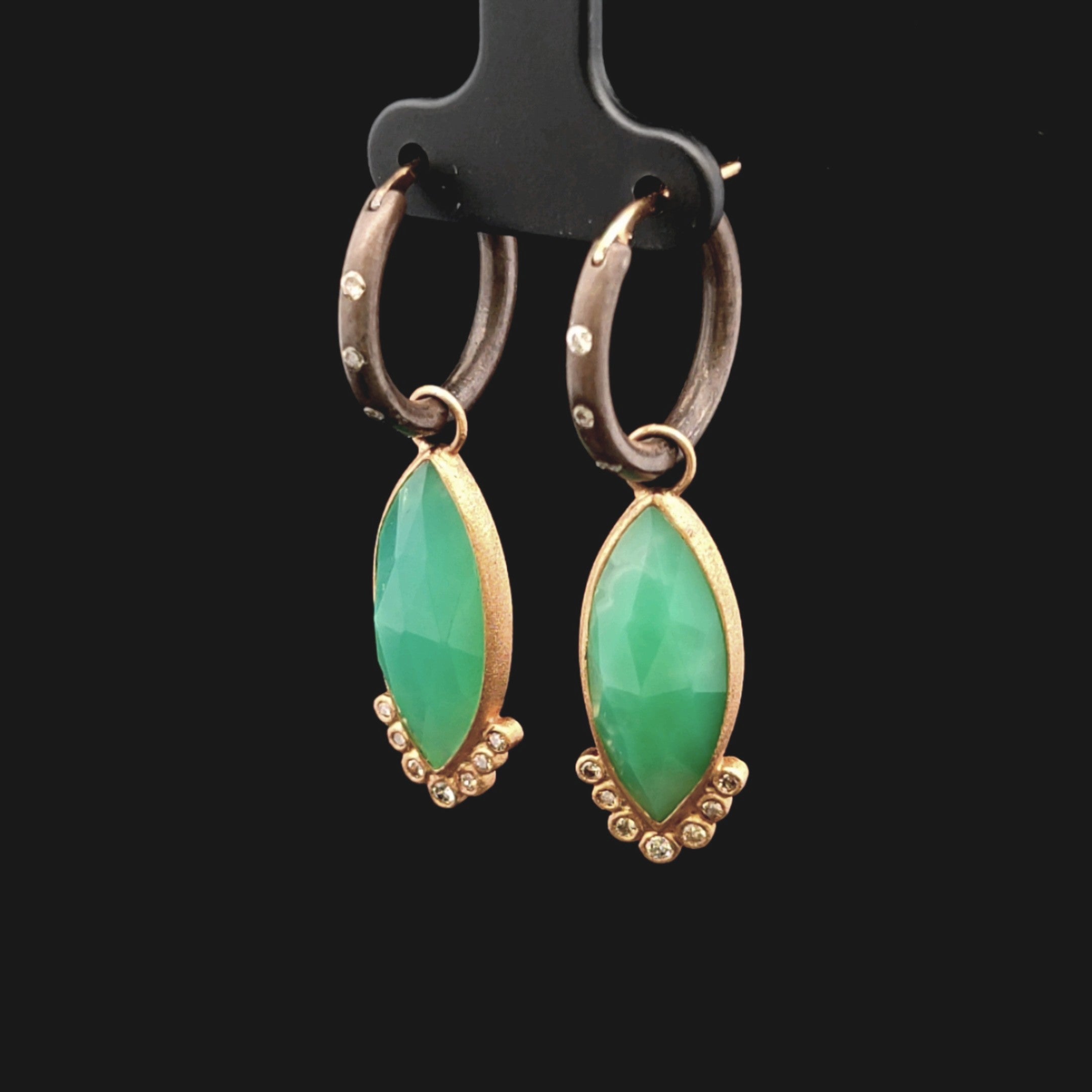Rona 18K Yellow Gold Chrysoprase and Diamond Dangle Earrings