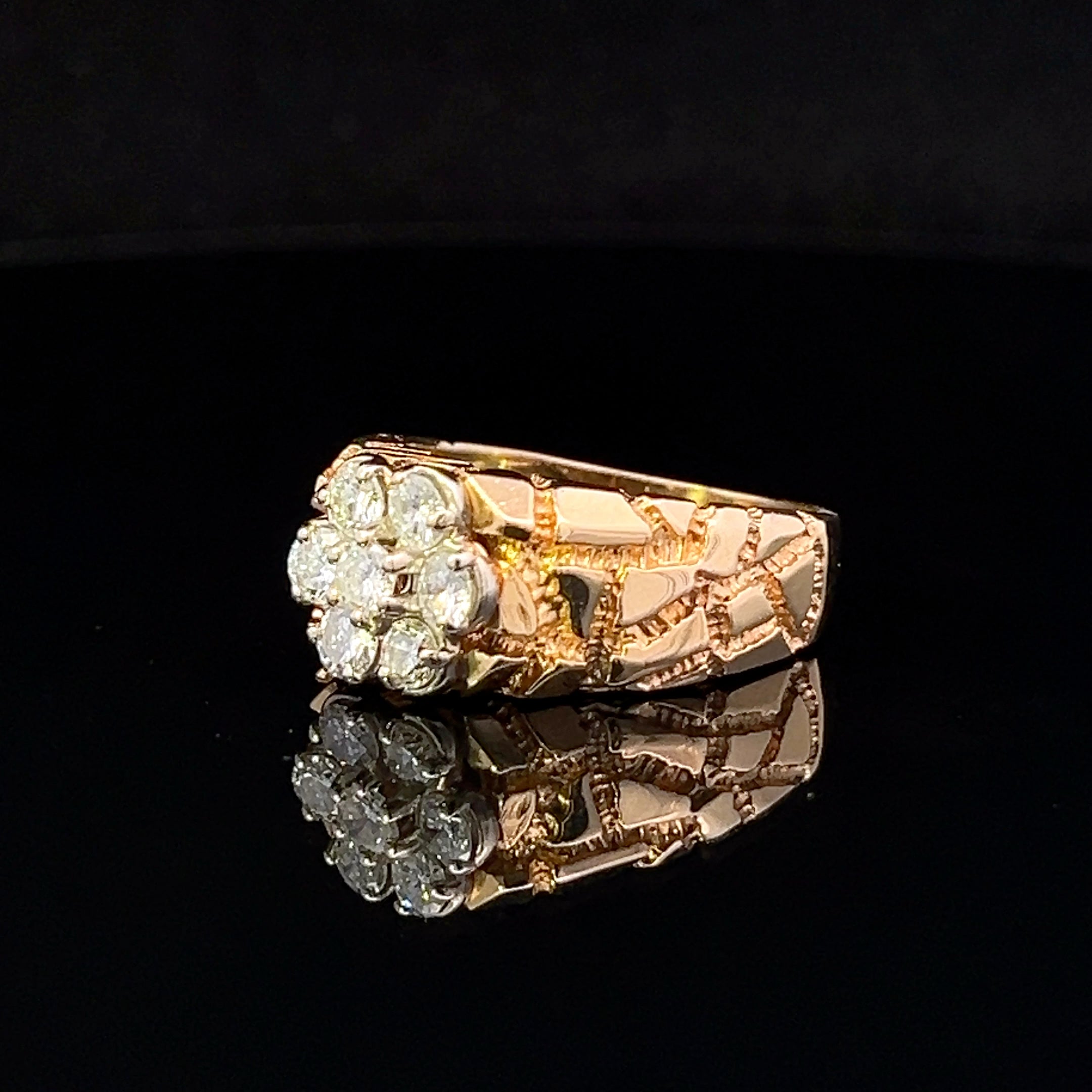 Sawyer 14K Yellow Gold Nugget Diamond Ring – 1.05 CTW