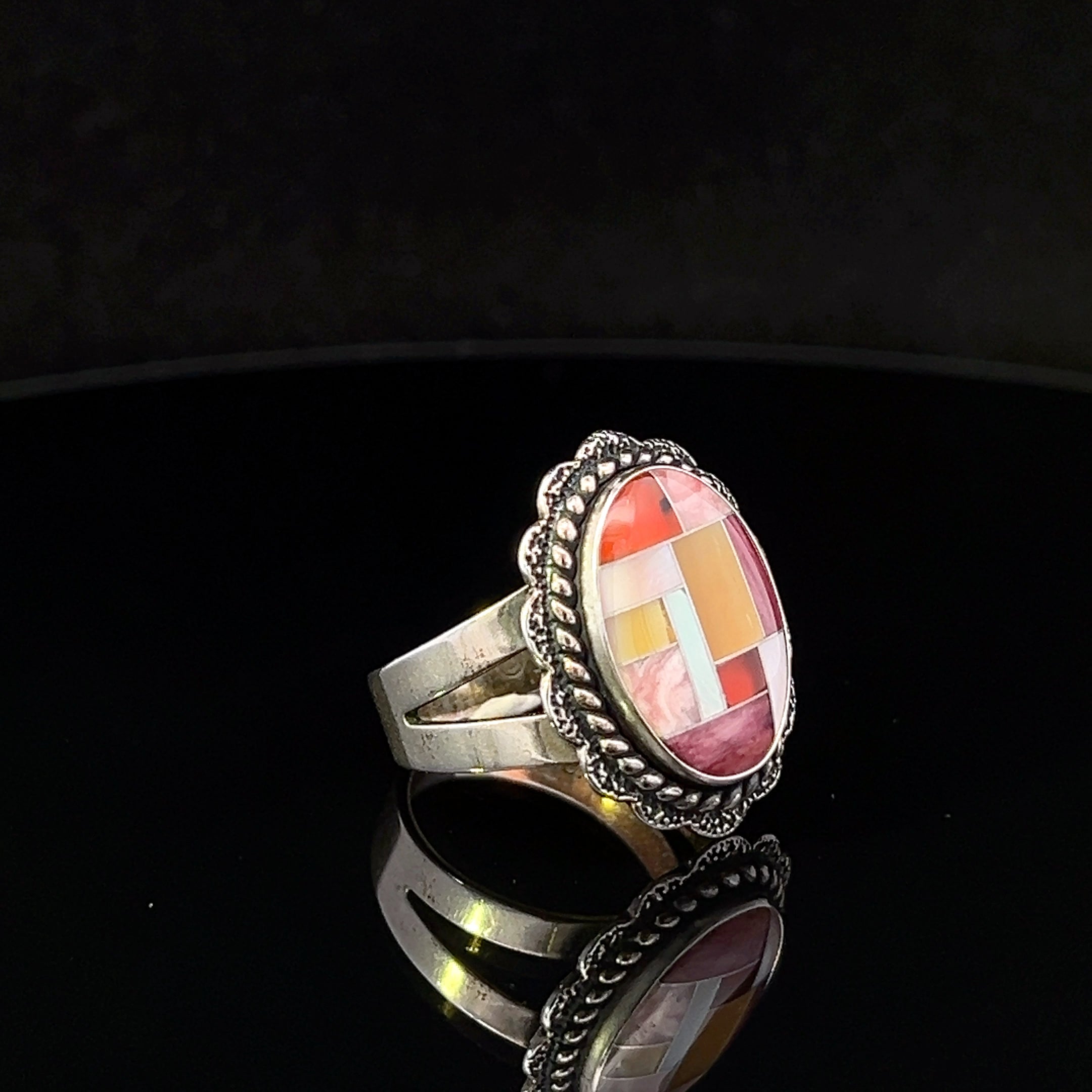Clara Sterling Silver Multi Stone Inlay Ring