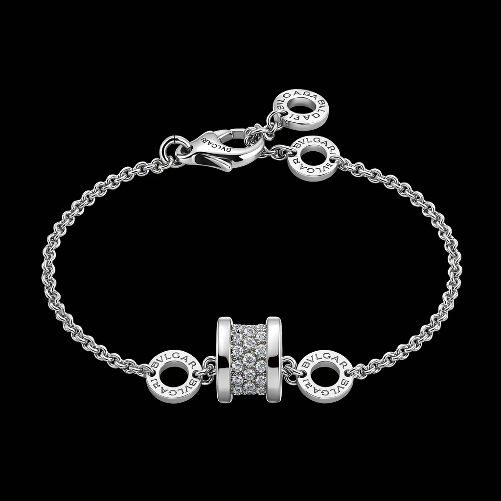 Bulgari Diamond Curb Bracelet in 18K White Gold